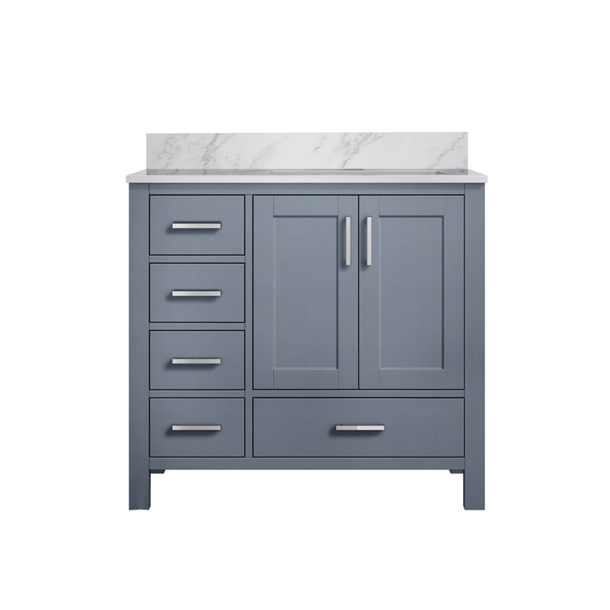 Jacques 30 in. Right Freestanding Bathroom Vanity with White Carrara Marble Top, White Square Sink