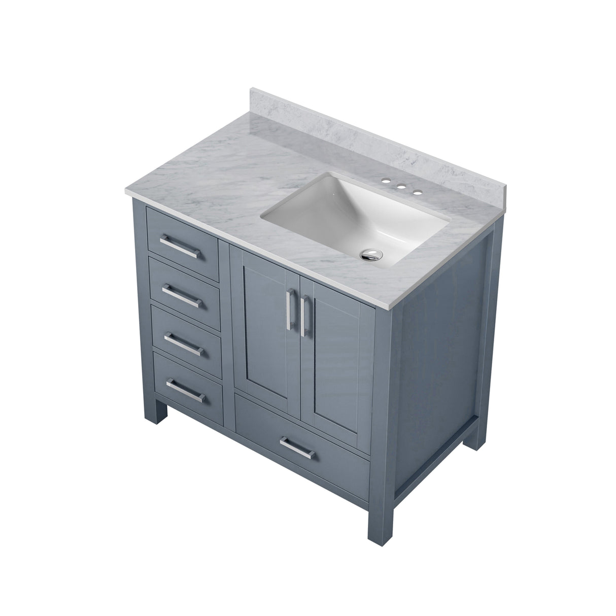 Jacques 30 in. Right Freestanding Bathroom Vanity with White Carrara Marble Top, White Square Sink