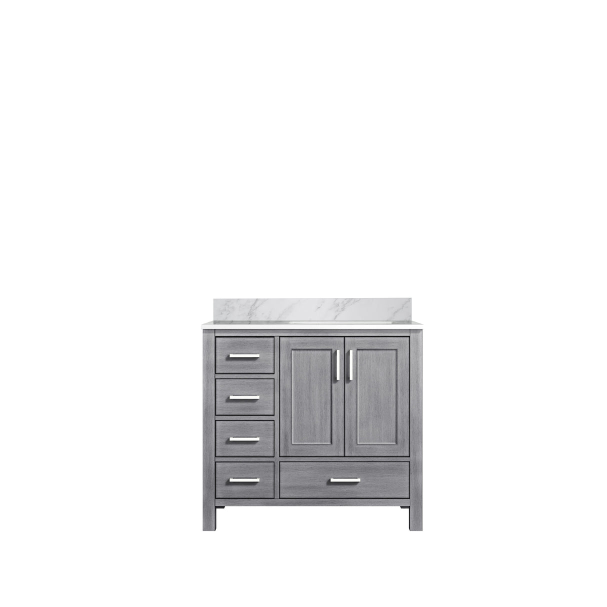 Jacques 30 in. Right Freestanding Bathroom Vanity with White Carrara Marble Top, White Square Sink