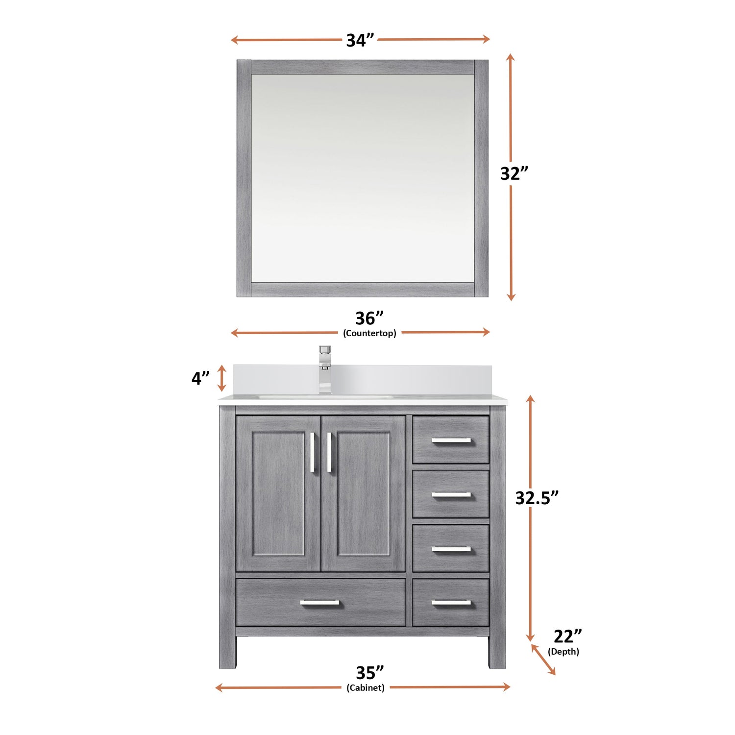 Jacques 72 in. Freestanding Bathroom Vanity with White Quartz Top, White Square Sink