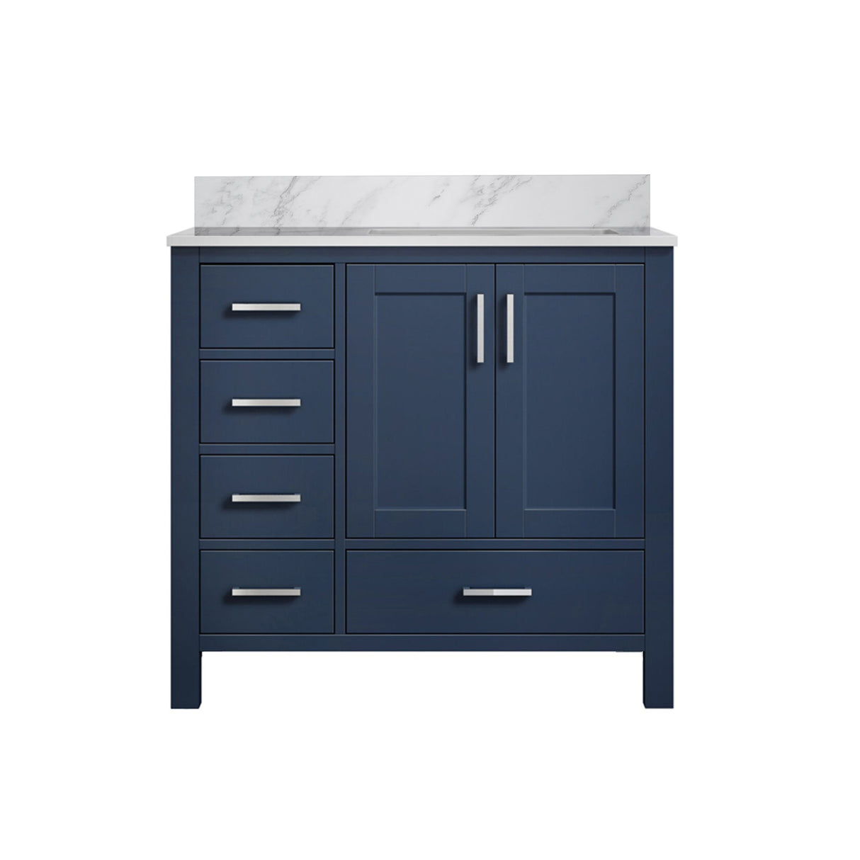 Jacques 30 in. Right Freestanding Bathroom Vanity with White Carrara Marble Top, White Square Sink