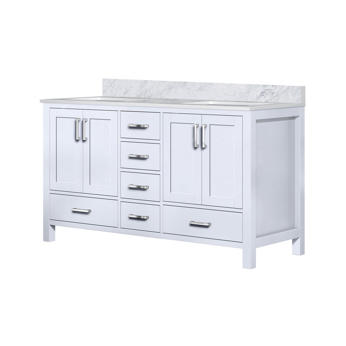 Jacques 60 in. Freestanding Bathroom Vanity with White Carrara Marble Top, White Square Sink