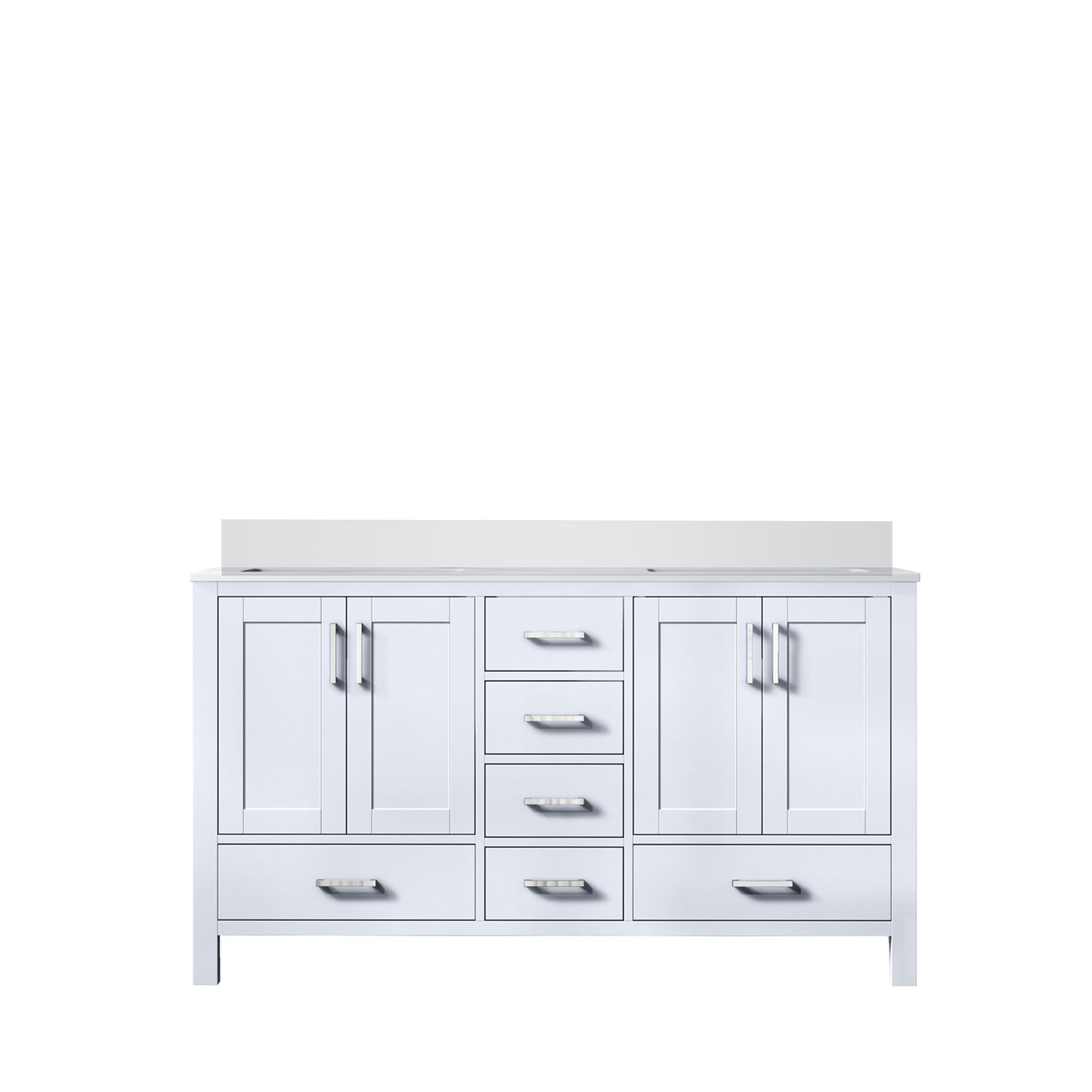 Jacques 60 in. Freestanding Bathroom Vanity with White Quartz Top, White Square Sink