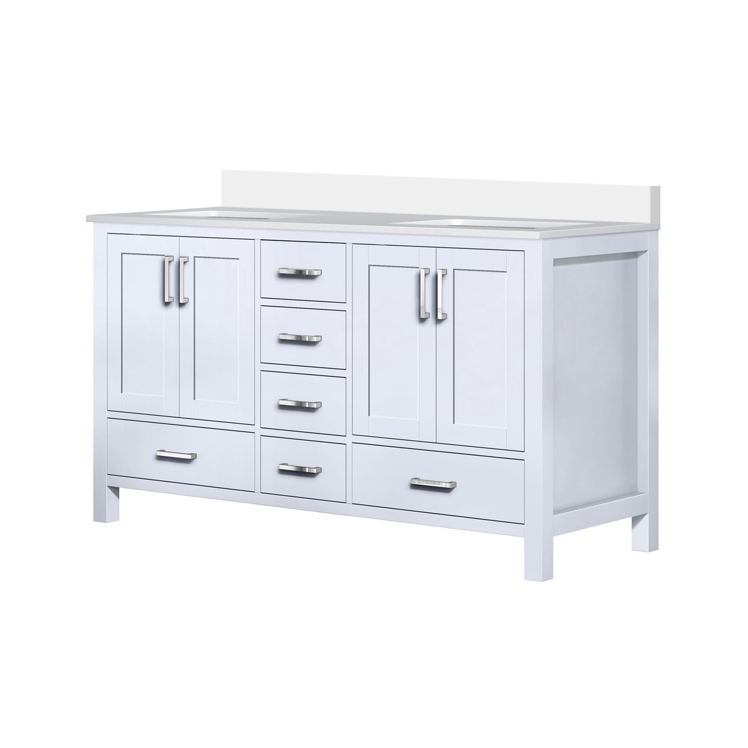 Jacques 60 in. Freestanding Bathroom Vanity with White Quartz Top, White Square Sink