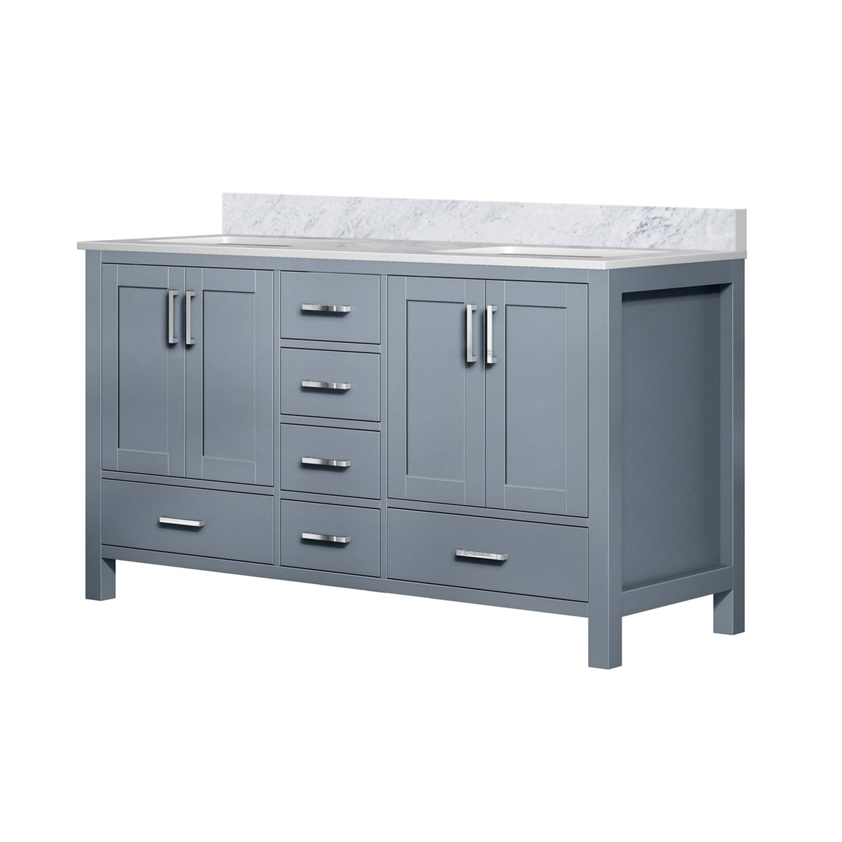 Jacques 60 in. Freestanding Bathroom Vanity with White Carrara Marble Top, White Square Sink