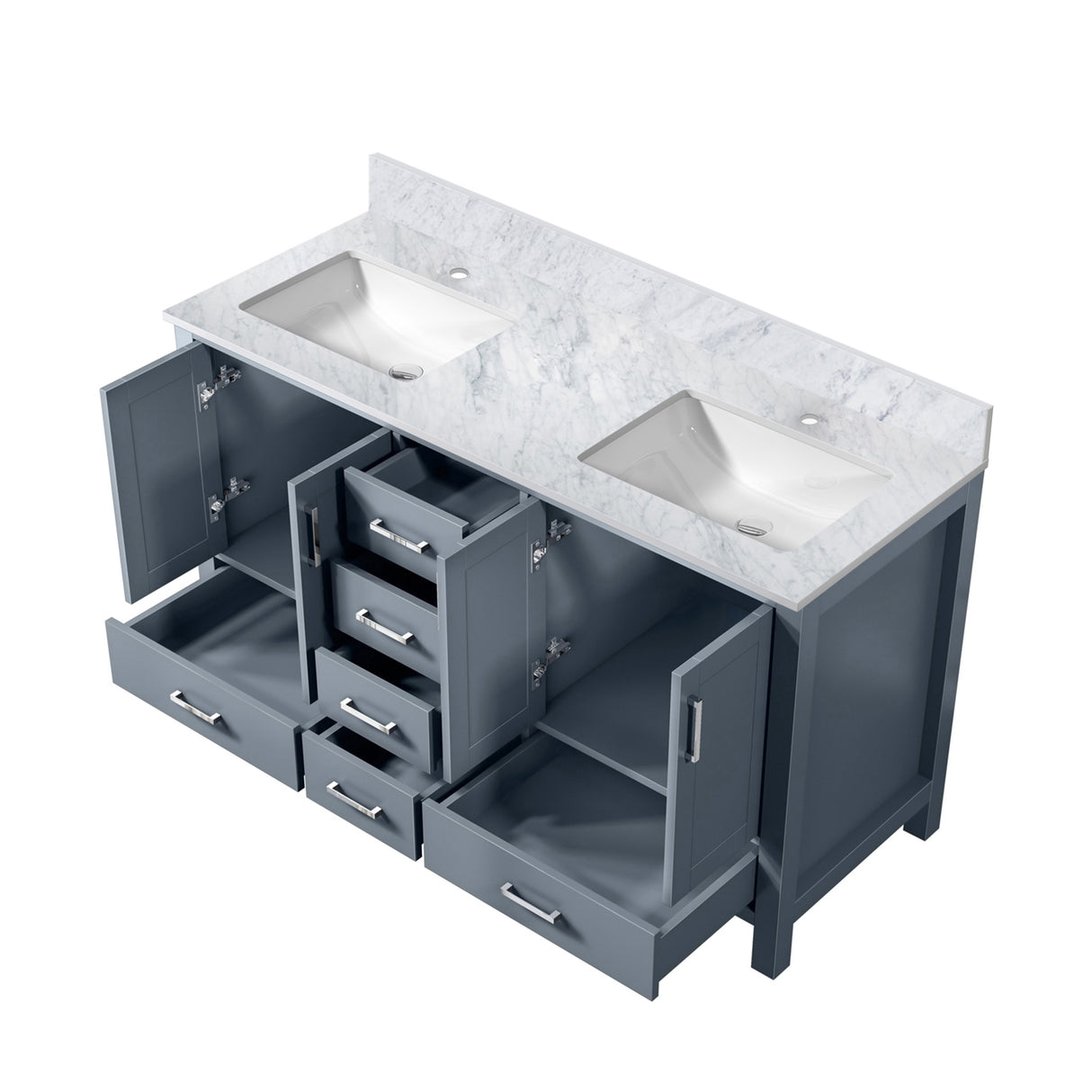 Jacques 60 in. Freestanding Bathroom Vanity with White Carrara Marble Top, White Square Sink