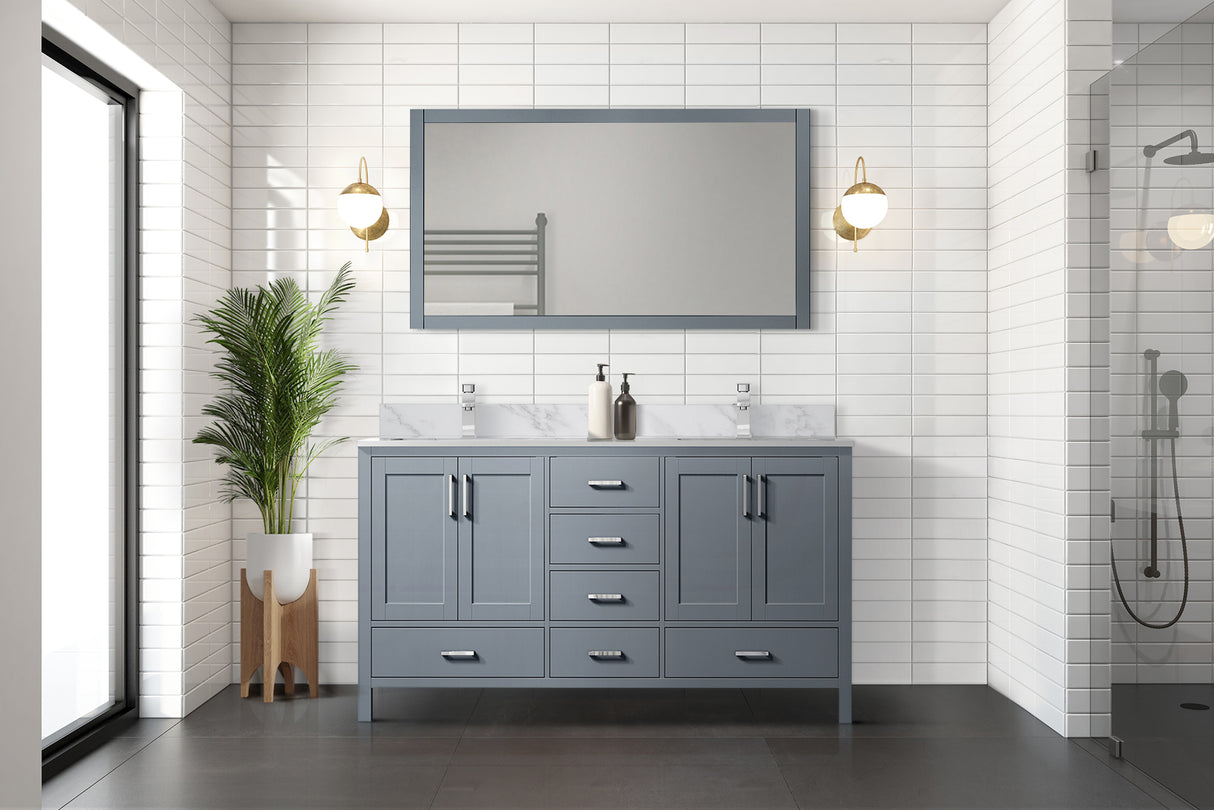 Jacques 60 in. Freestanding Bathroom Vanity with White Carrara Marble Top, White Square Sink