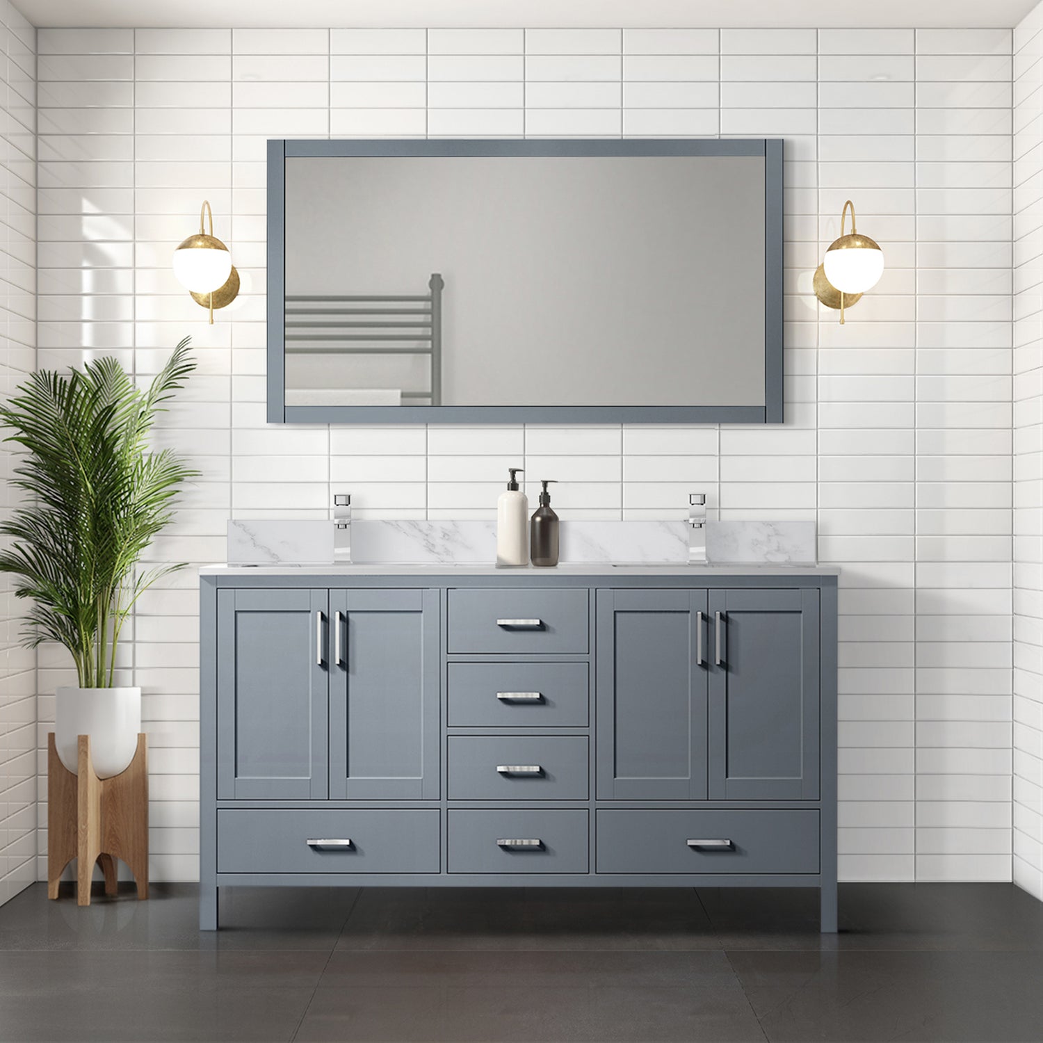 Jacques 72 in. Freestanding Bathroom Vanity With Undermount Ceramic Sink, White Carrara Marble