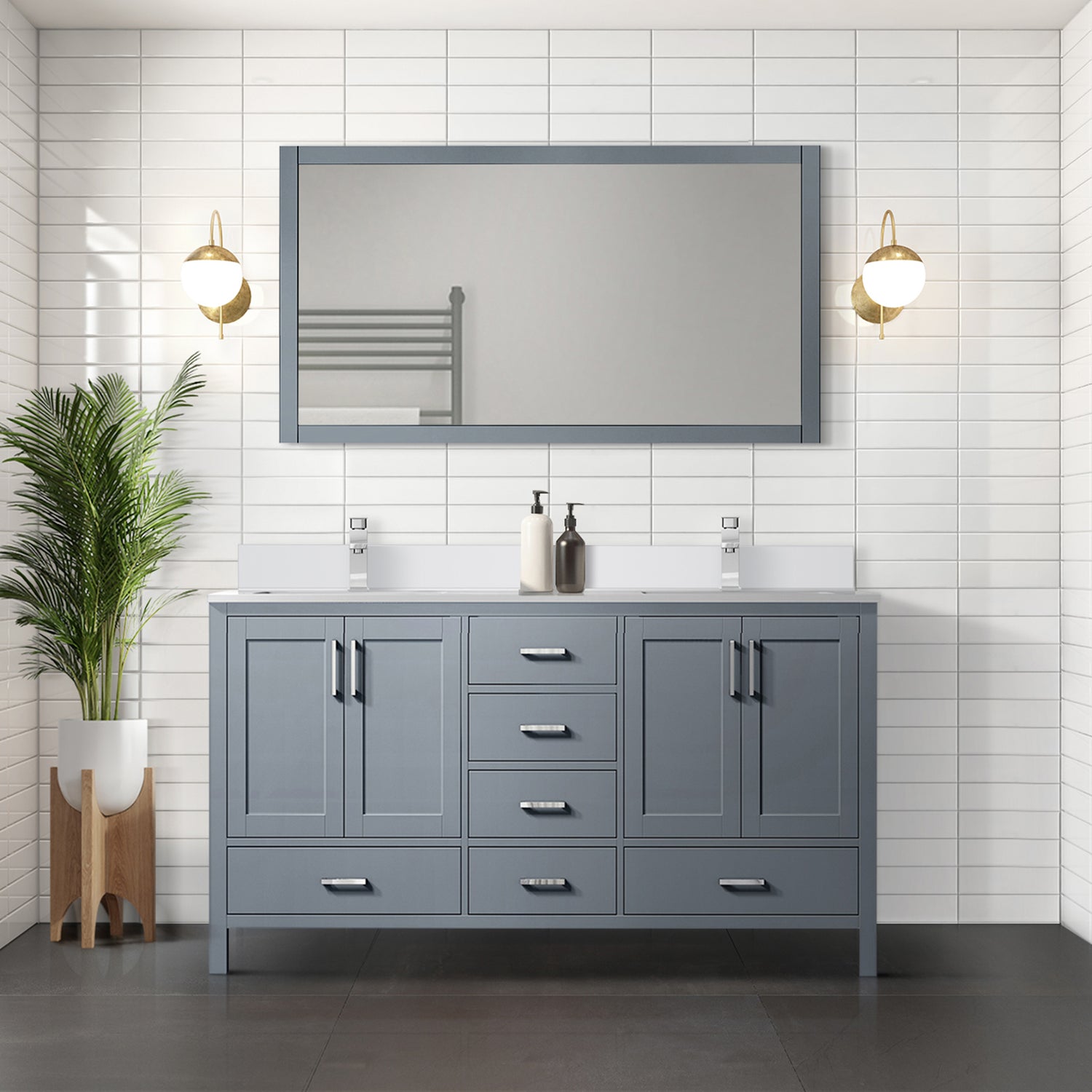 Jacques 72 in. Freestanding Bathroom Vanity with White Quartz Top, White Square Sink