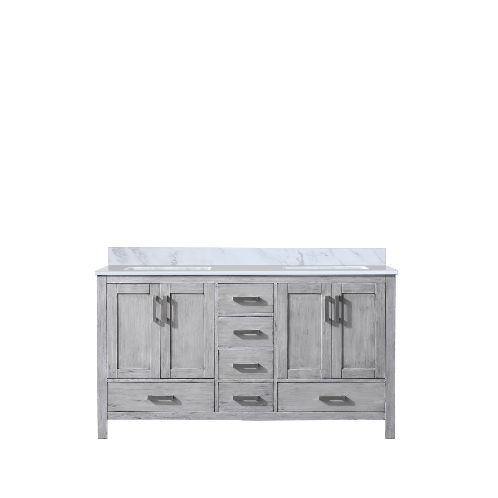 Jacques 60 in. Freestanding Bathroom Vanity with White Carrara Marble Top, White Square Sink