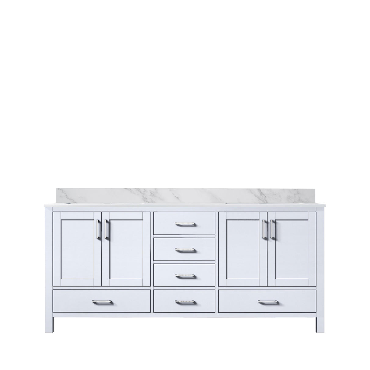 Jacques 72 in. Freestanding Bathroom Vanity With Undermount Ceramic Sink, White Carrara Marble