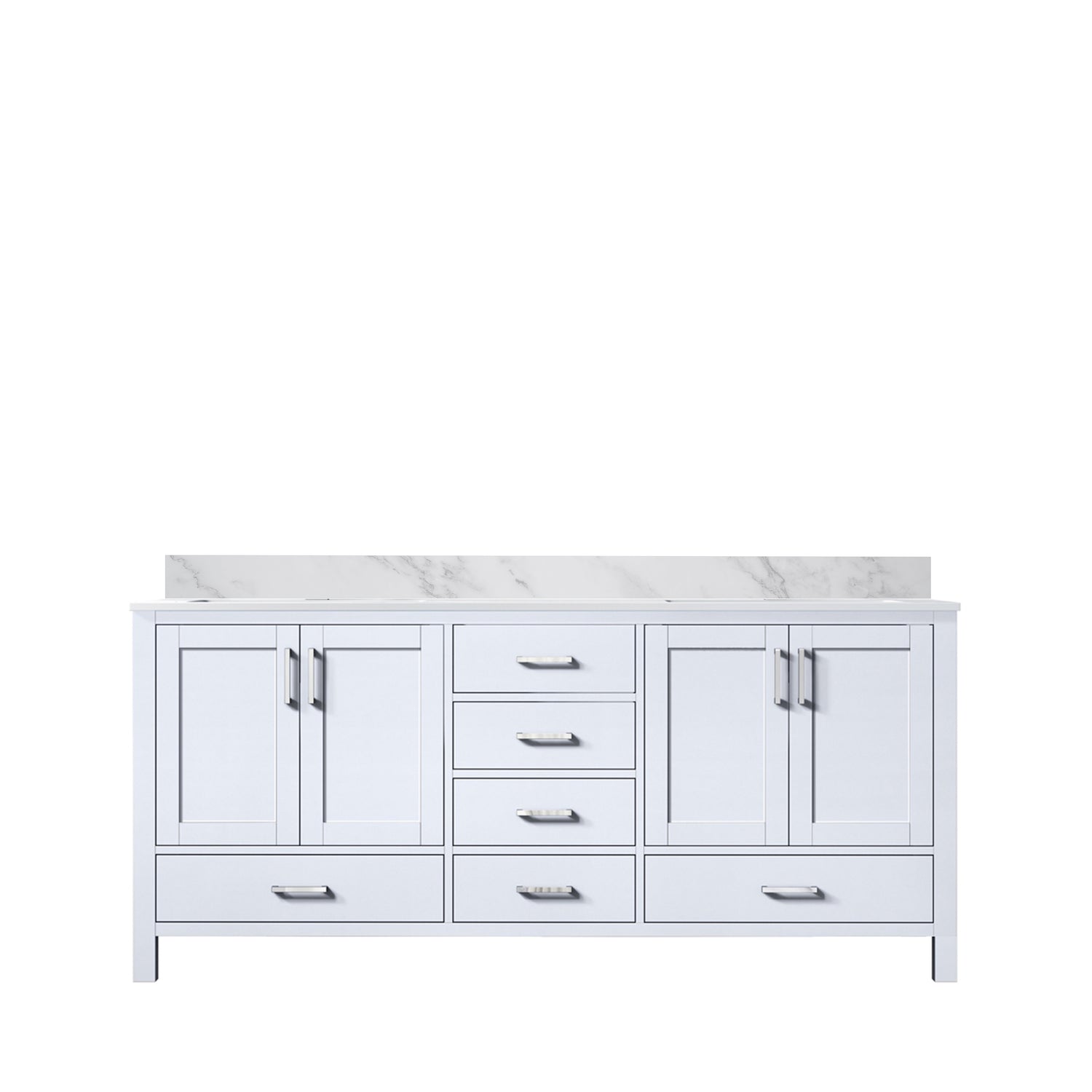 Jacques 72 in. Freestanding Bathroom Vanity With Undermount Ceramic Sink, White Carrara Marble