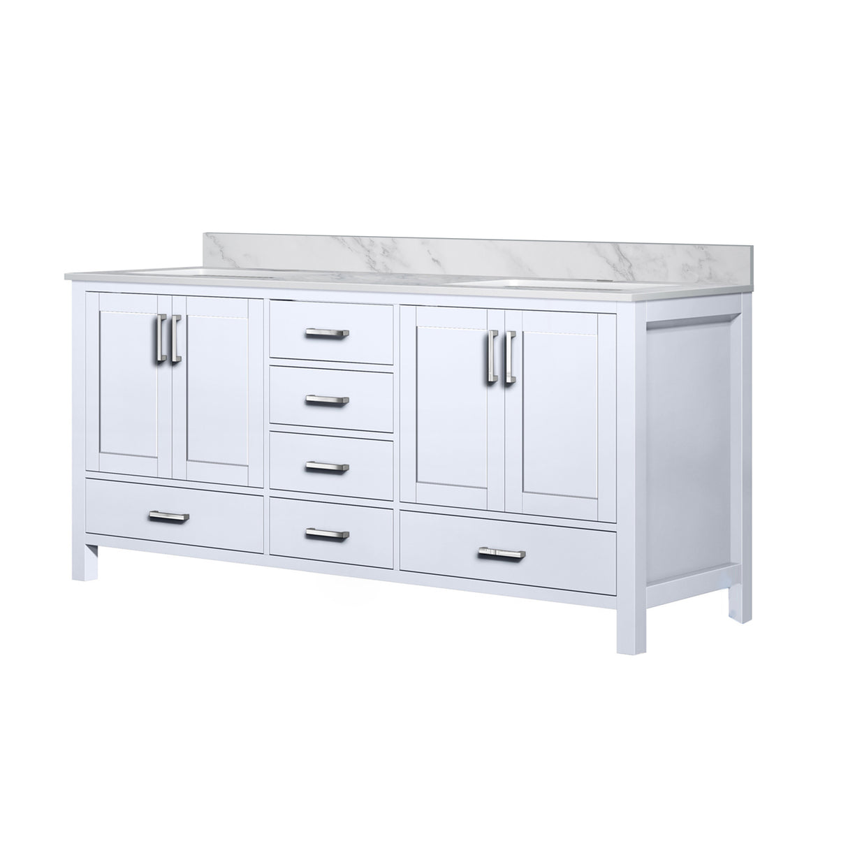 Jacques 72 in. Freestanding Bathroom Vanity With Undermount Ceramic Sink, White Carrara Marble