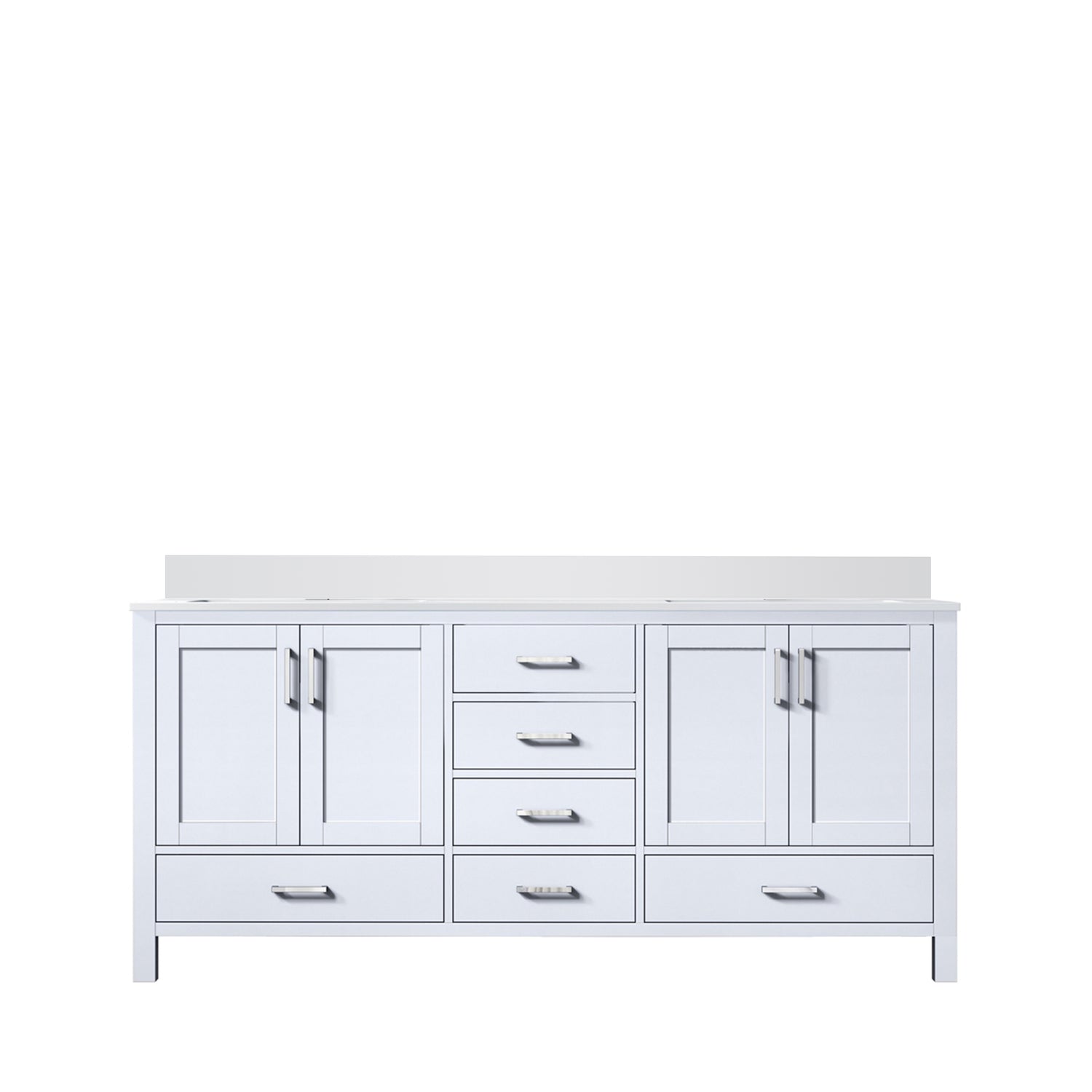 Jacques 72 in. Freestanding Bathroom Vanity with White Quartz Top, White Square Sink