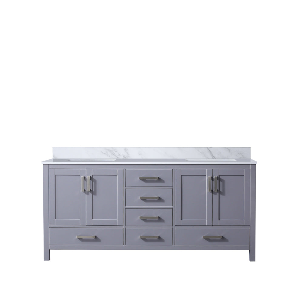 Jacques 72 in. Freestanding Bathroom Vanity With Undermount Ceramic Sink, White Carrara Marble