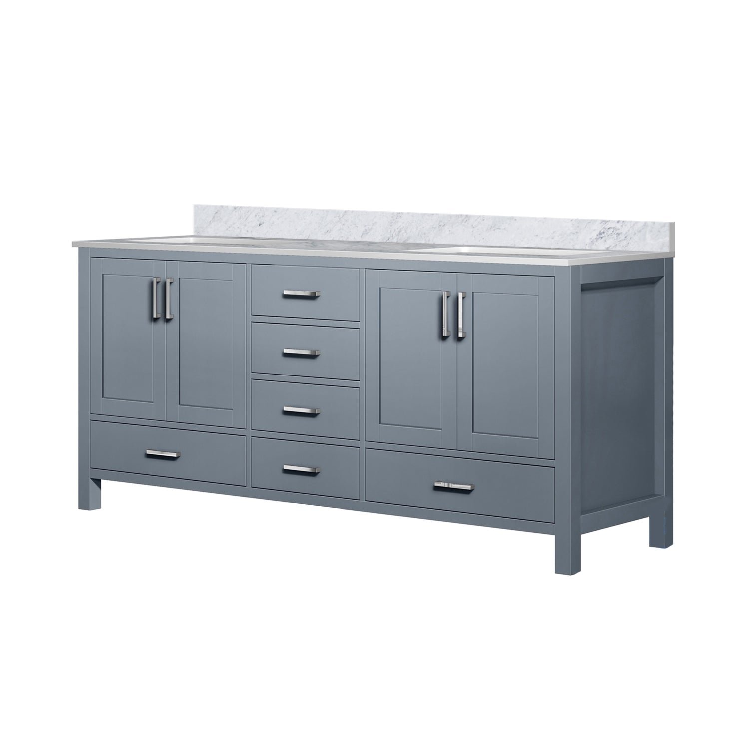 Jacques 72 in. Freestanding Bathroom Vanity With Undermount Ceramic Sink, White Carrara Marble