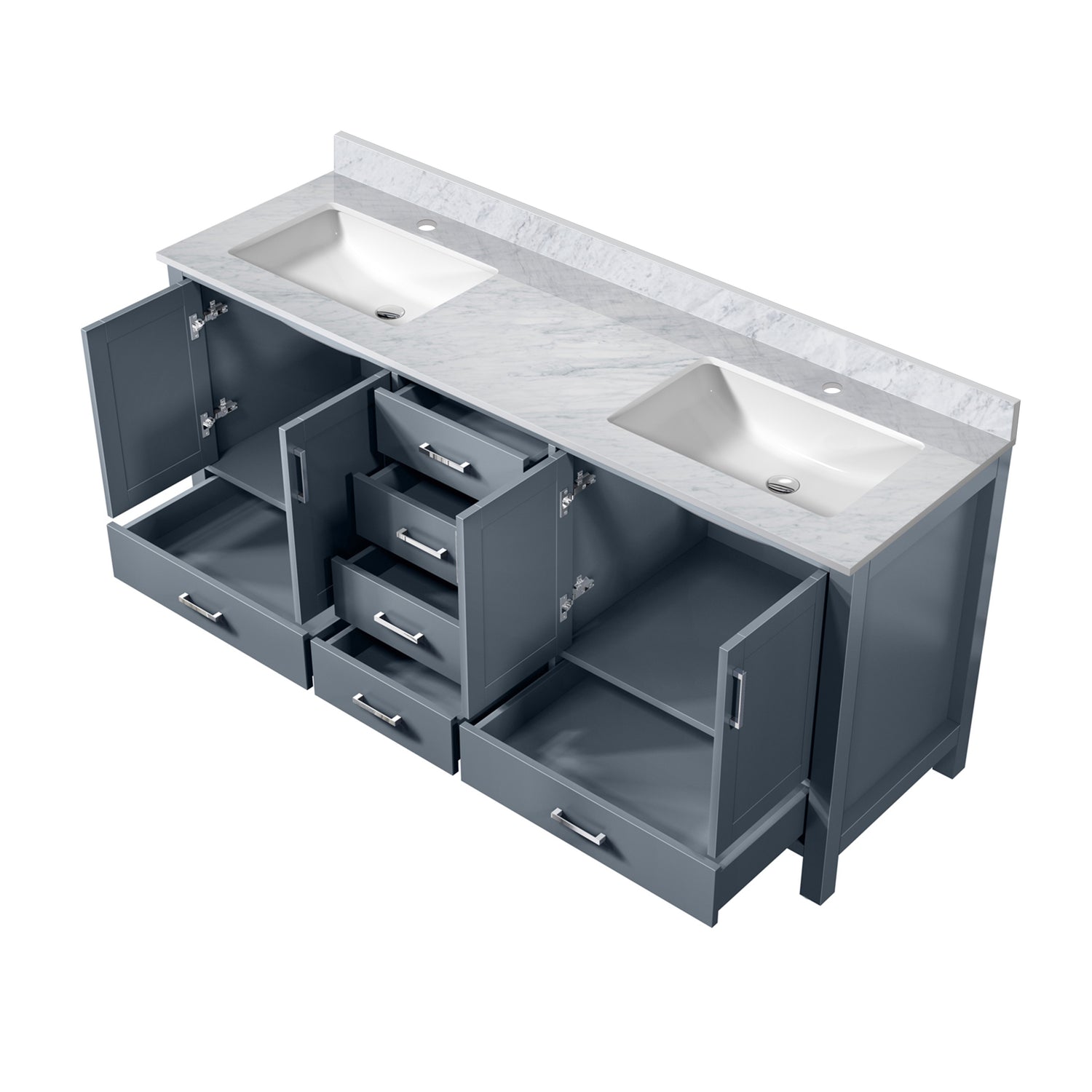 Jacques 72 in. Freestanding Bathroom Vanity With Undermount Ceramic Sink, White Carrara Marble