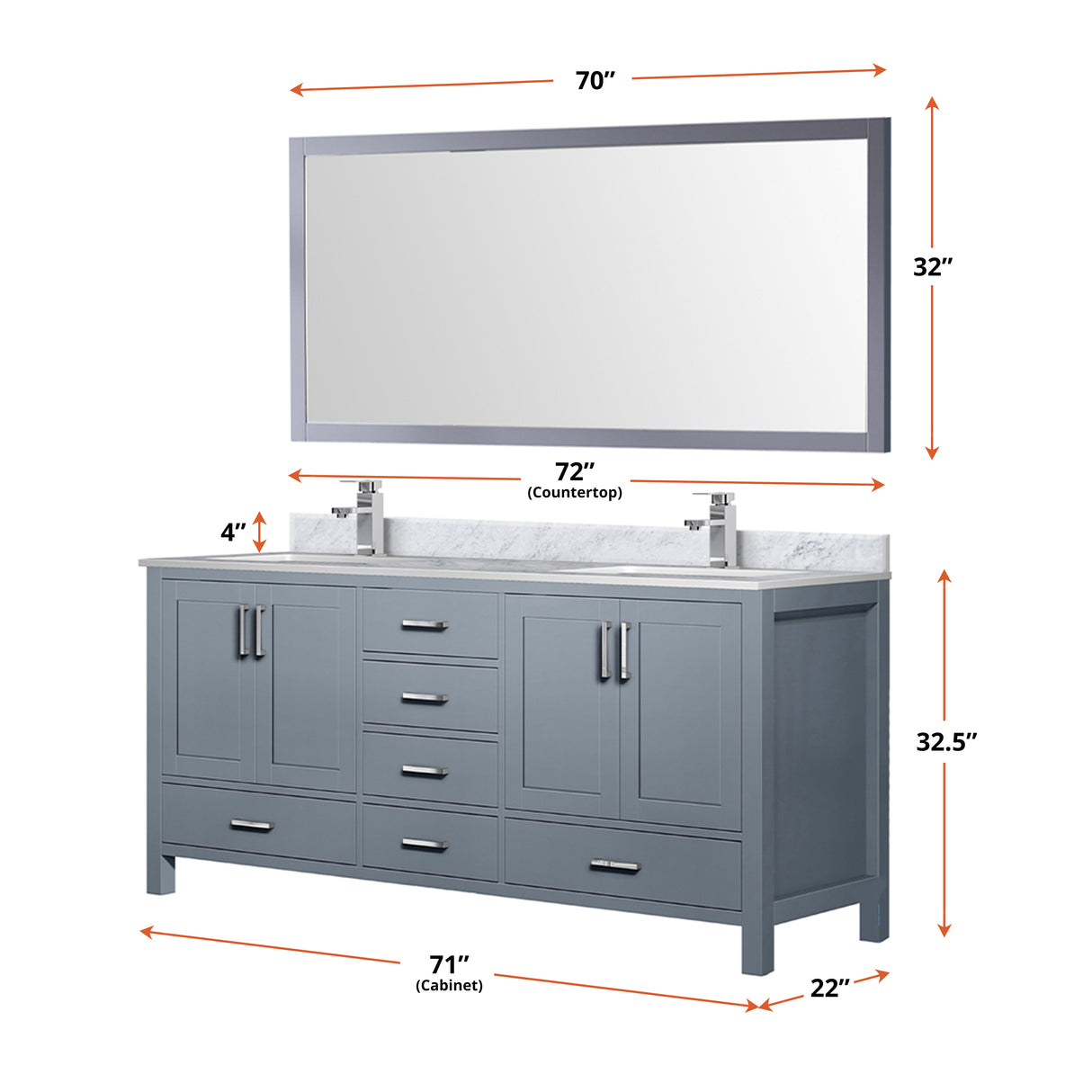 Jacques 72 in. Freestanding Bathroom Vanity With Undermount Ceramic Sink, White Carrara Marble