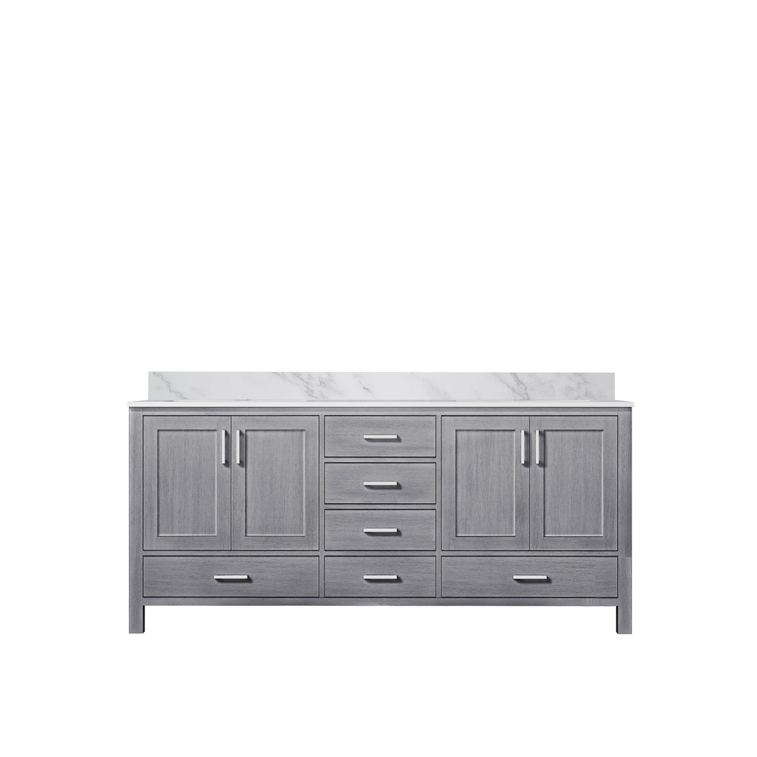 Jacques 72 in. Freestanding Bathroom Vanity With Undermount Ceramic Sink, White Carrara Marble
