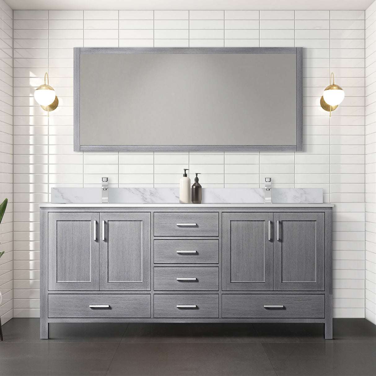 Jacques 72 in. Freestanding Bathroom Vanity With Undermount Ceramic Sink, White Carrara Marble