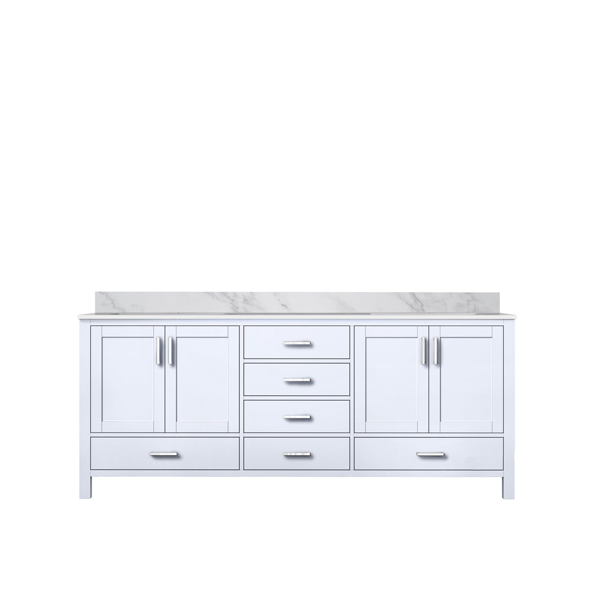 Jacques 80 in. Freestanding Bathroom Vanity with White Carrara Marble Top, White Square Sink