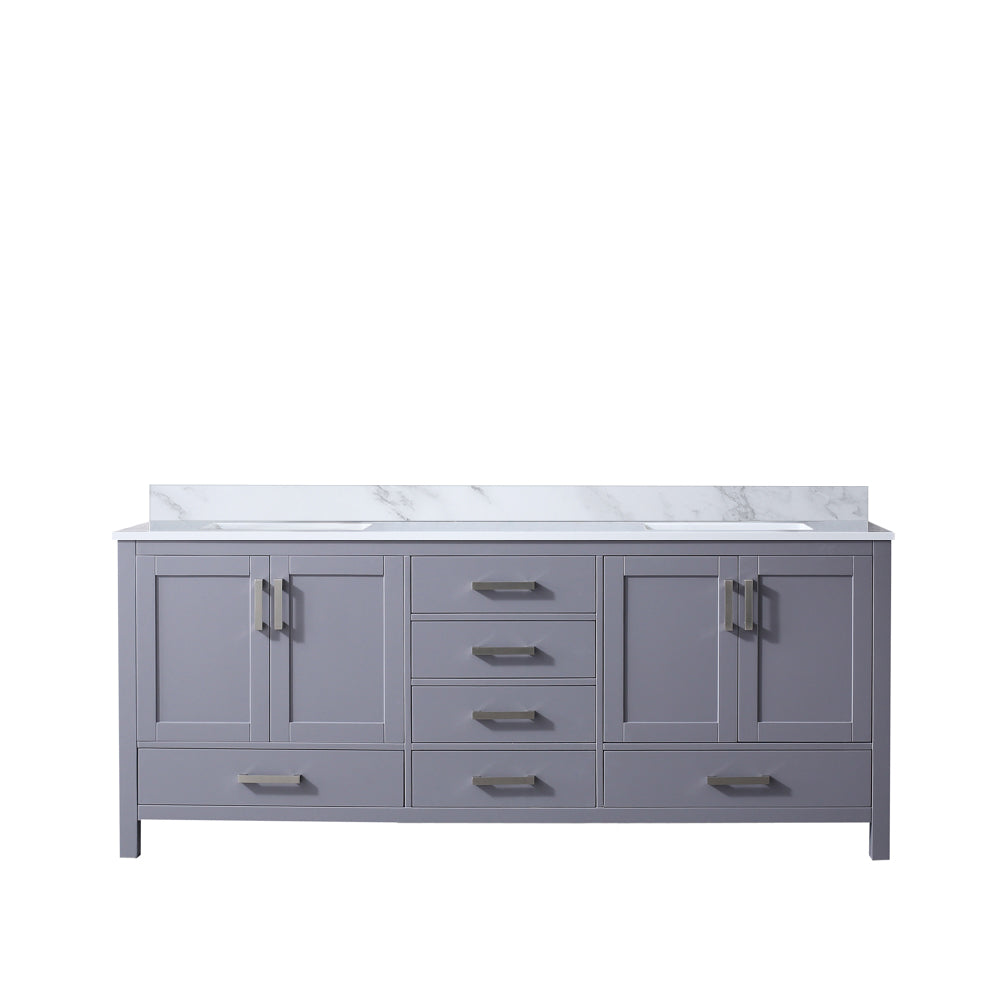 Jacques 80 in. Freestanding Bathroom Vanity with White Carrara Marble Top, White Square Sink