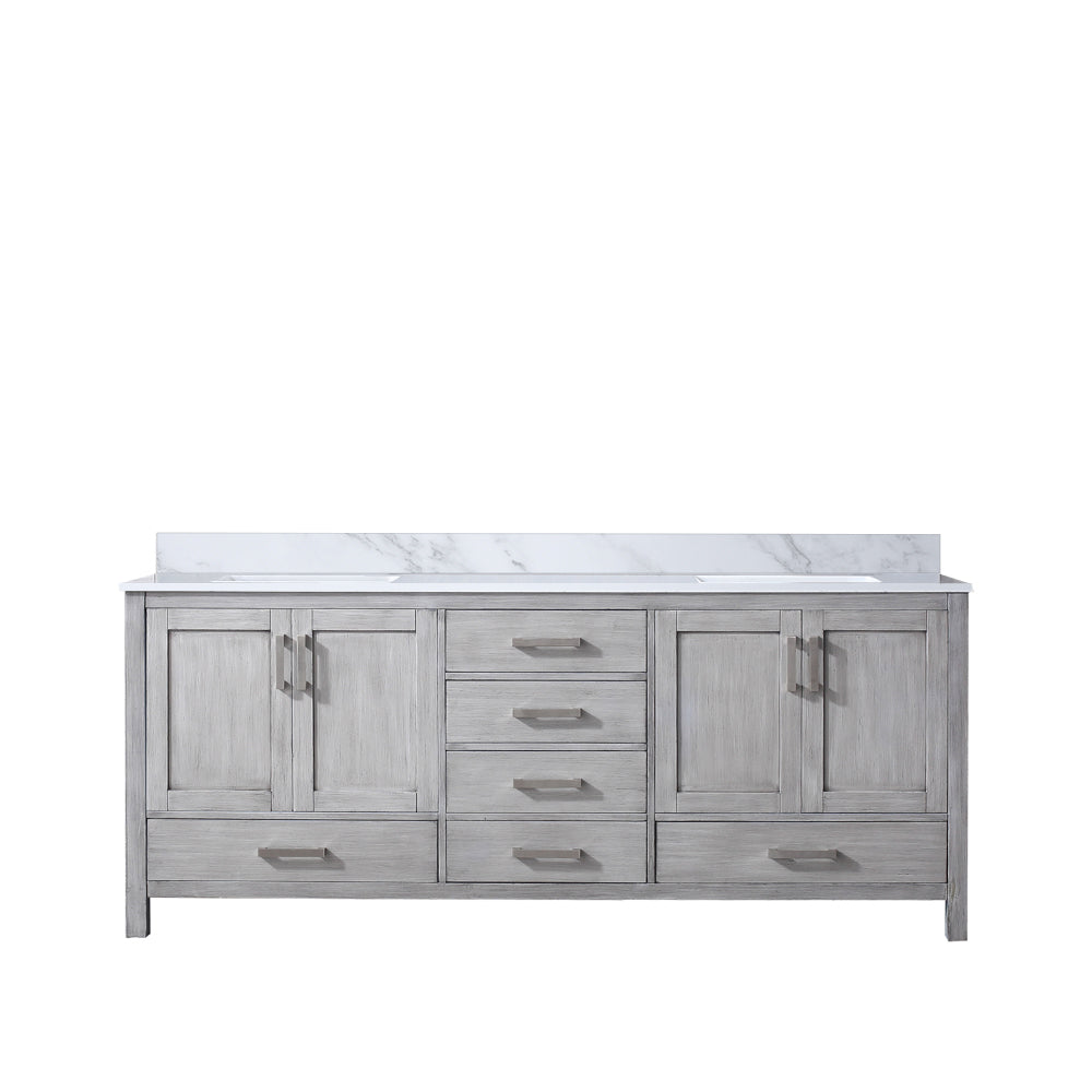 Jacques 80 in. Freestanding Bathroom Vanity with White Carrara Marble Top, White Square Sink