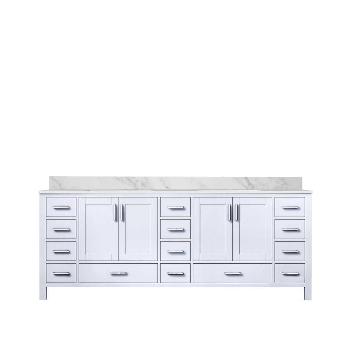 Jacques 84 in. Bathroom Freestanding Bathroom Vanity With Undermount Ceramic Sink, White Carrara Marble