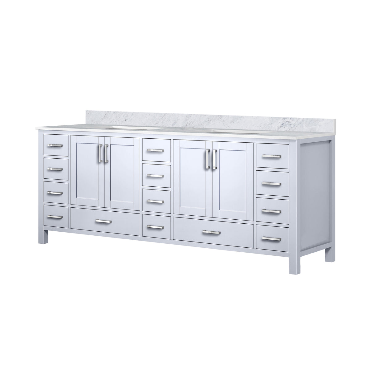 Jacques 84 in. Bathroom Freestanding Bathroom Vanity With Undermount Ceramic Sink, White Carrara Marble