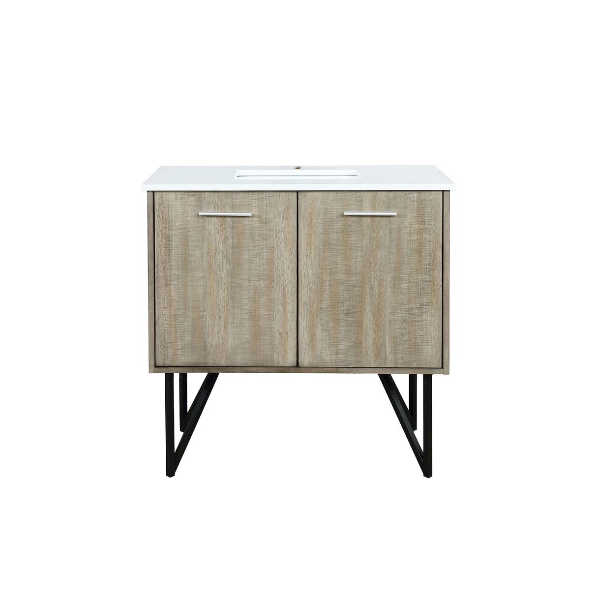Lancy 36 in. Rustic Acacia Freestanding Bathroom Vanity with White Quartz Top, and White Square Sink