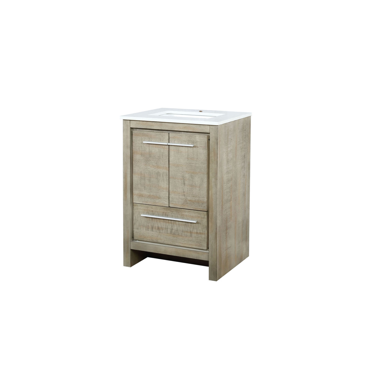 Lafarre 24 in. Rustic Acacia Freestanding Bathroom Vanity with White Quartz Top, and White Square Sink