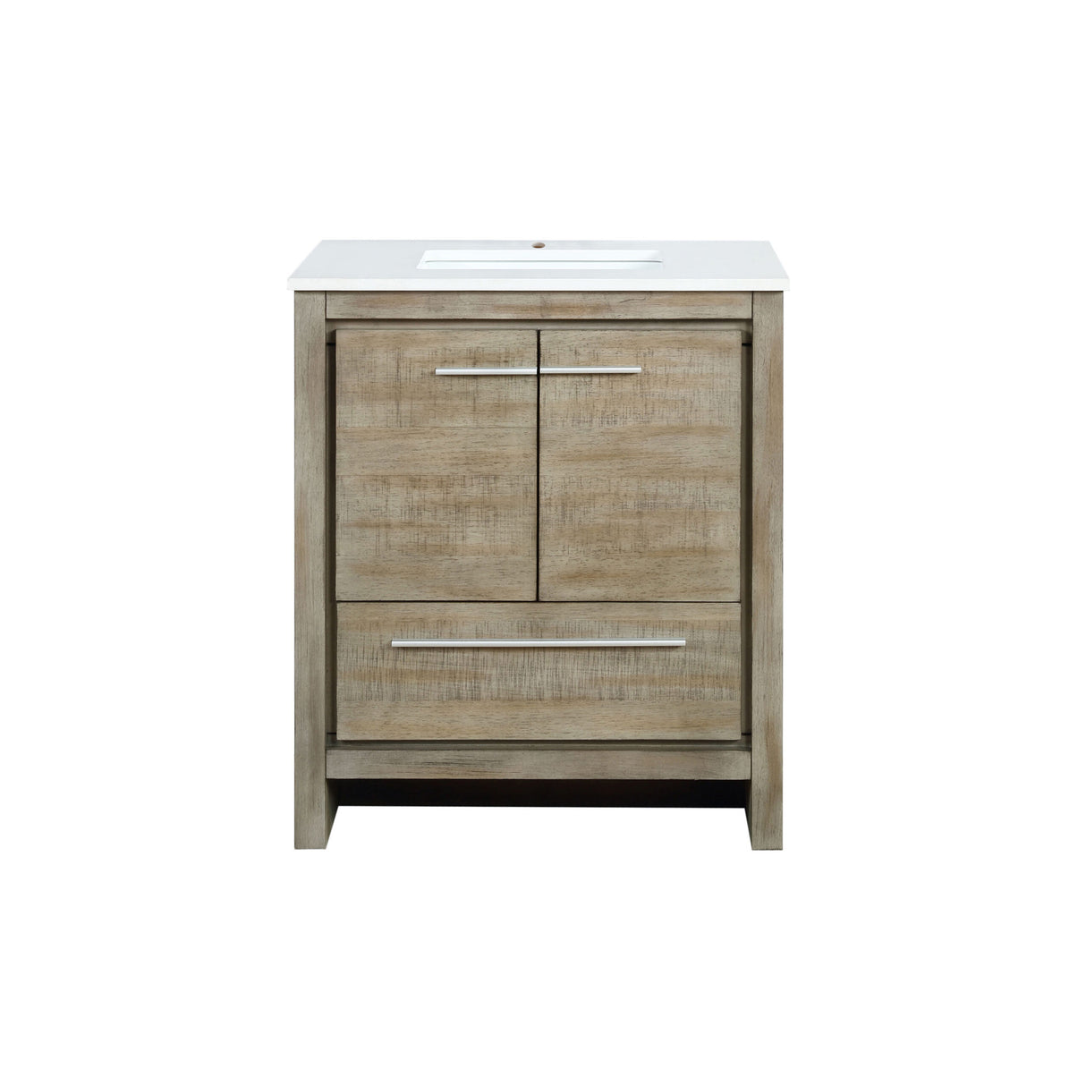 Lafarre 30 in. Rustic Acacia Freestanding Bathroom Vanity with White Quartz Top, and White Square Sink