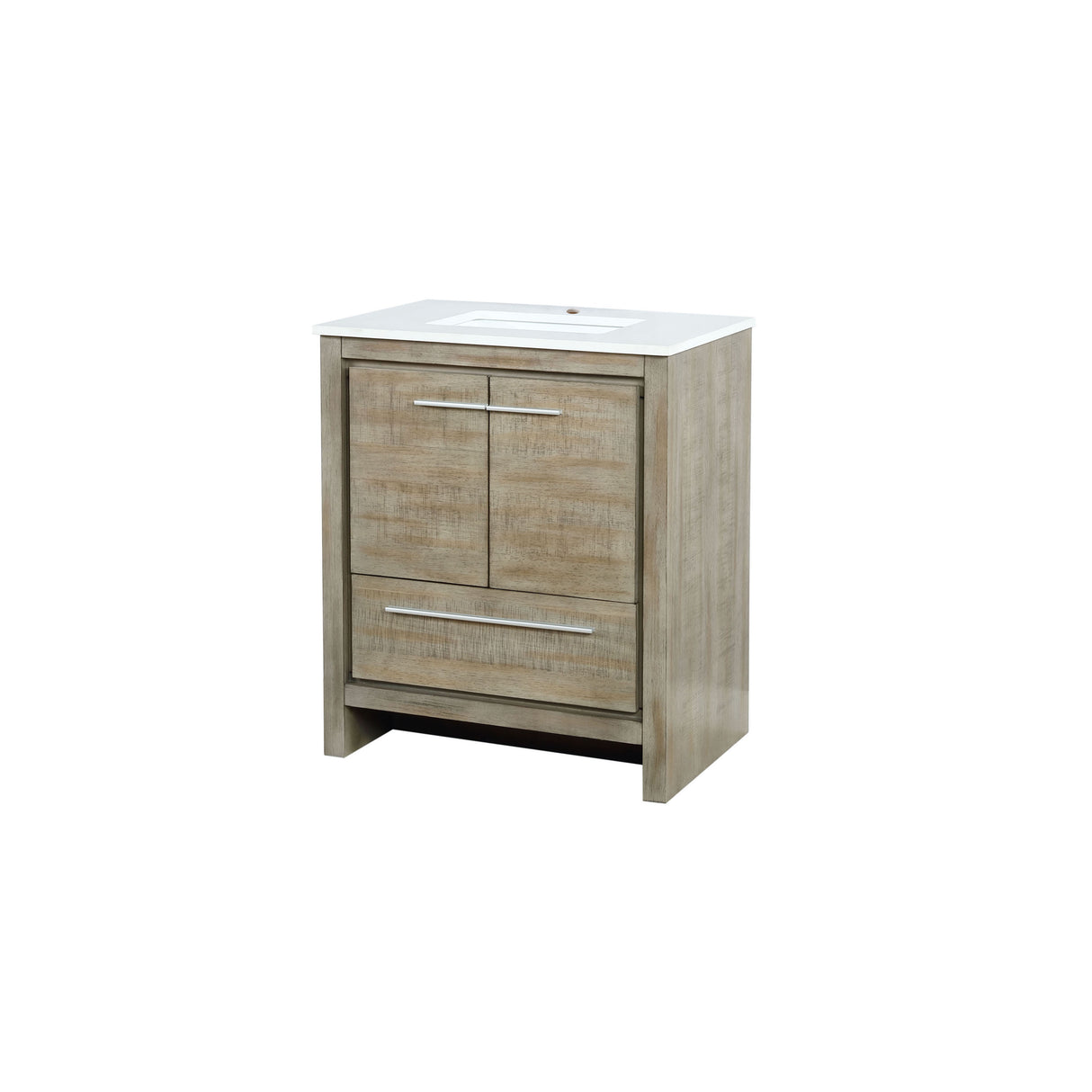 Lafarre 30 in. Rustic Acacia Freestanding Bathroom Vanity with White Quartz Top, and White Square Sink
