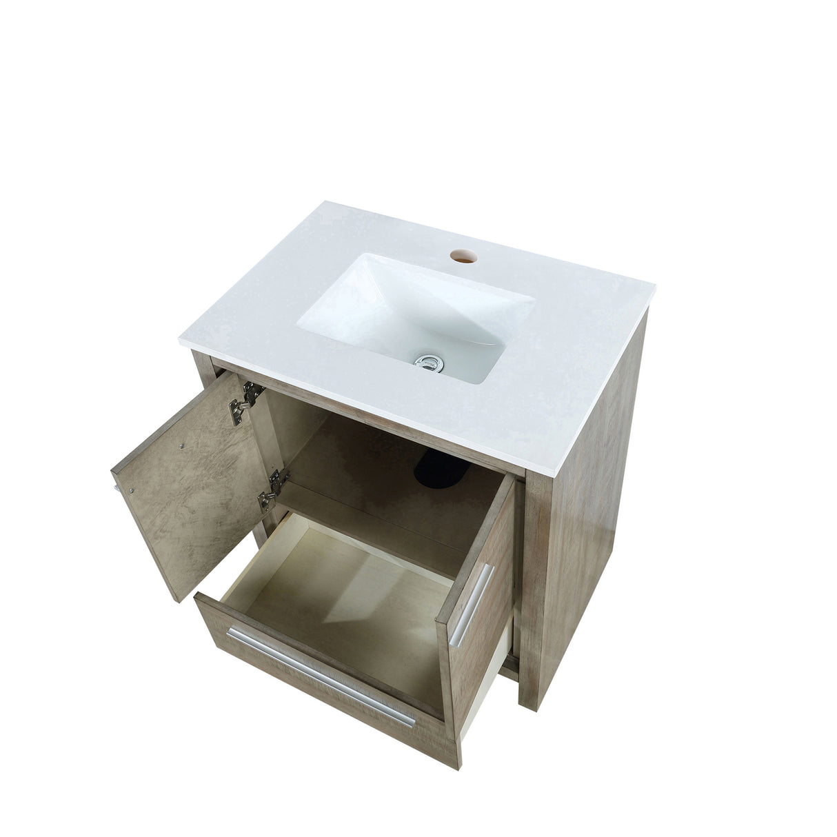 Lafarre 30 in. Rustic Acacia Freestanding Bathroom Vanity with White Quartz Top, and White Square Sink
