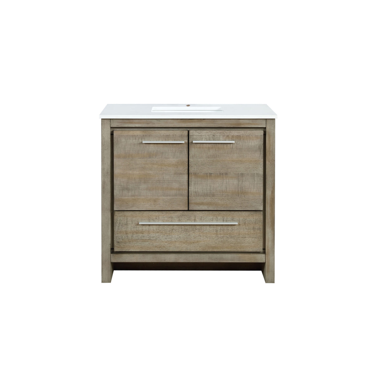 Lafarre 36 in. Rustic Acacia Freestanding Bathroom Vanity with White Quartz Top, and White Square Sink