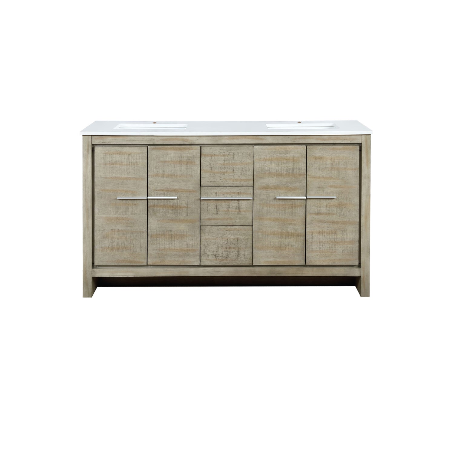 Lafarre 60 in. Rustic Acacia  Freestanding Bathroom Vanity with White Quartz Top, and White Square Sink