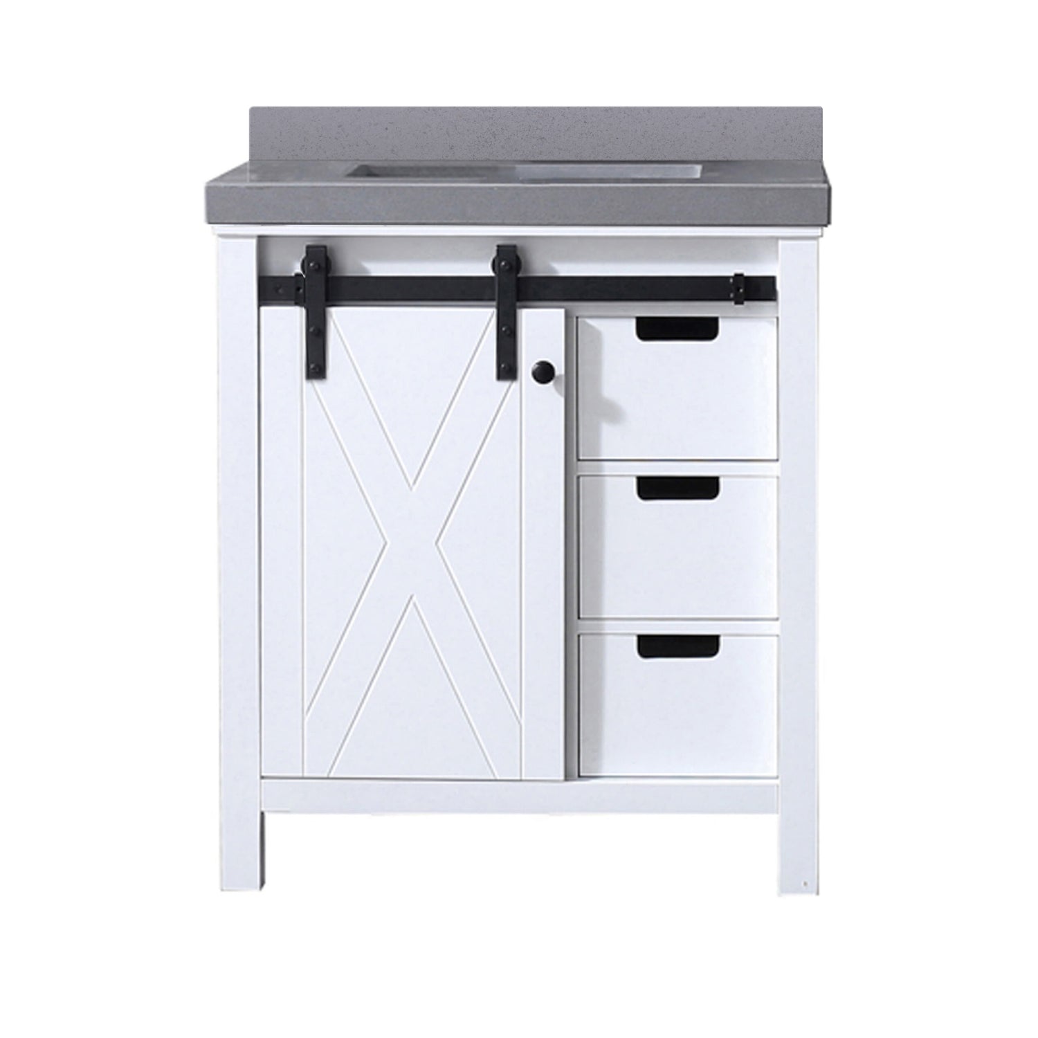 Marsyas 30 in. Freestanding Bathroom Vanity with White Quartz top, White Square Sink