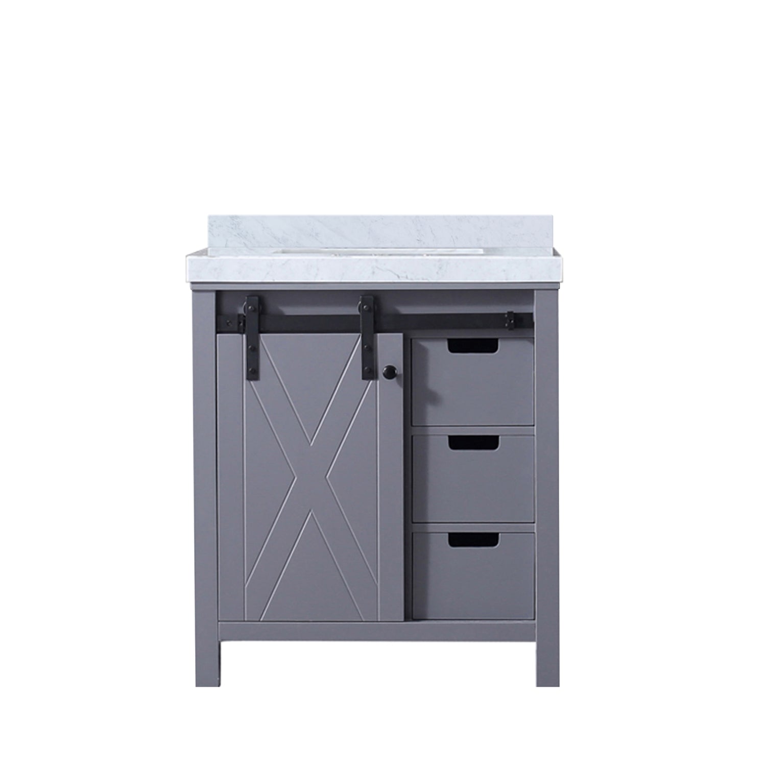 Marsyas 30 in. Freestanding Bathroom Vanity with White Quartz top, White Square Sink