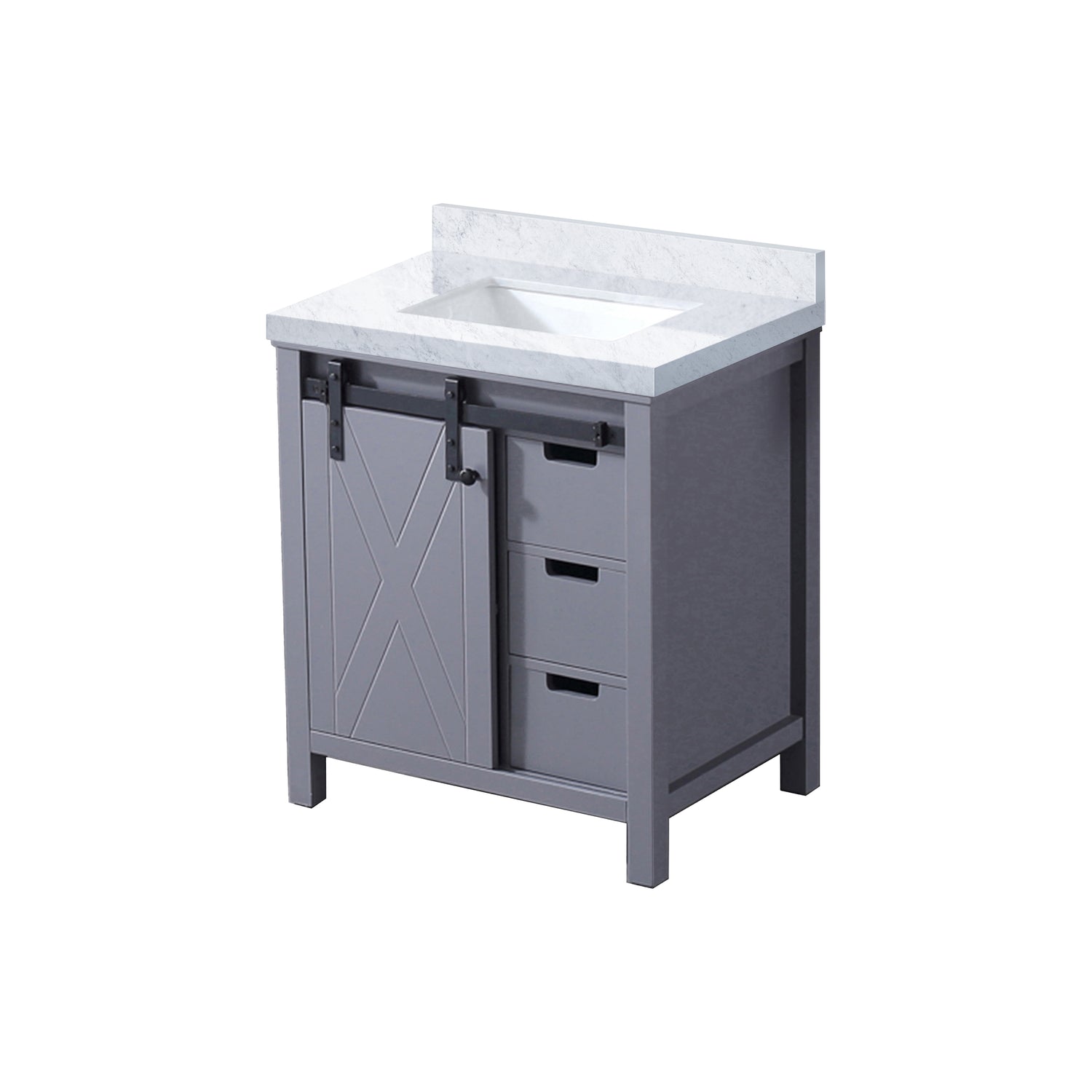 Marsyas 30 in. Freestanding Bathroom Vanity with White Quartz top, White Square Sink