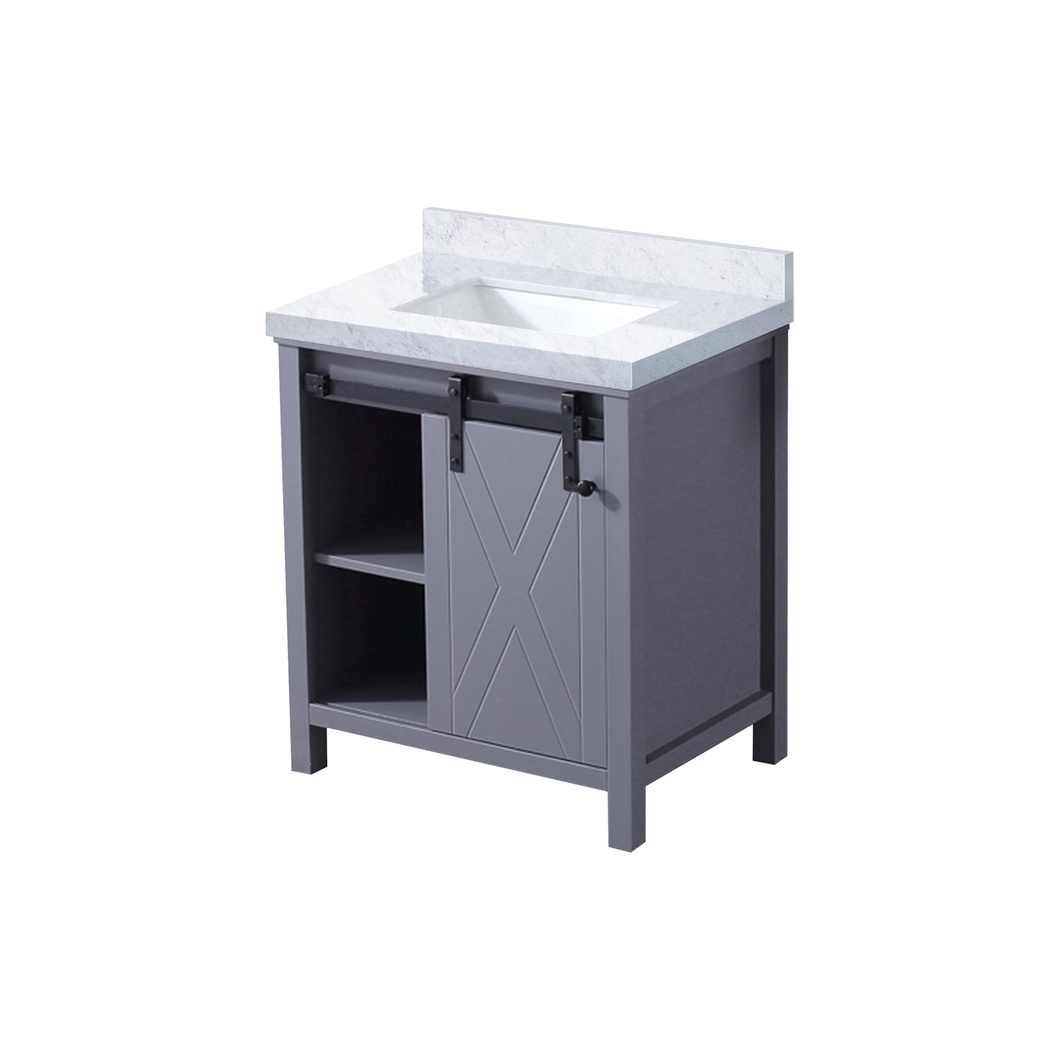 Marsyas 30 in. Freestanding Bathroom Vanity with White Quartz top, White Square Sink
