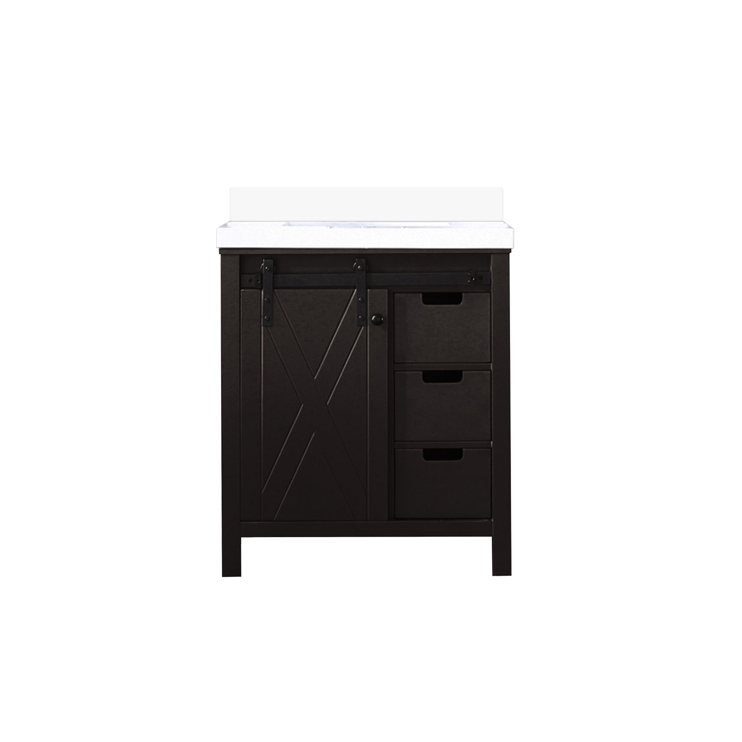 Marsyas 30 in. Freestanding Bathroom Vanity with White Quartz top, White Square Sink