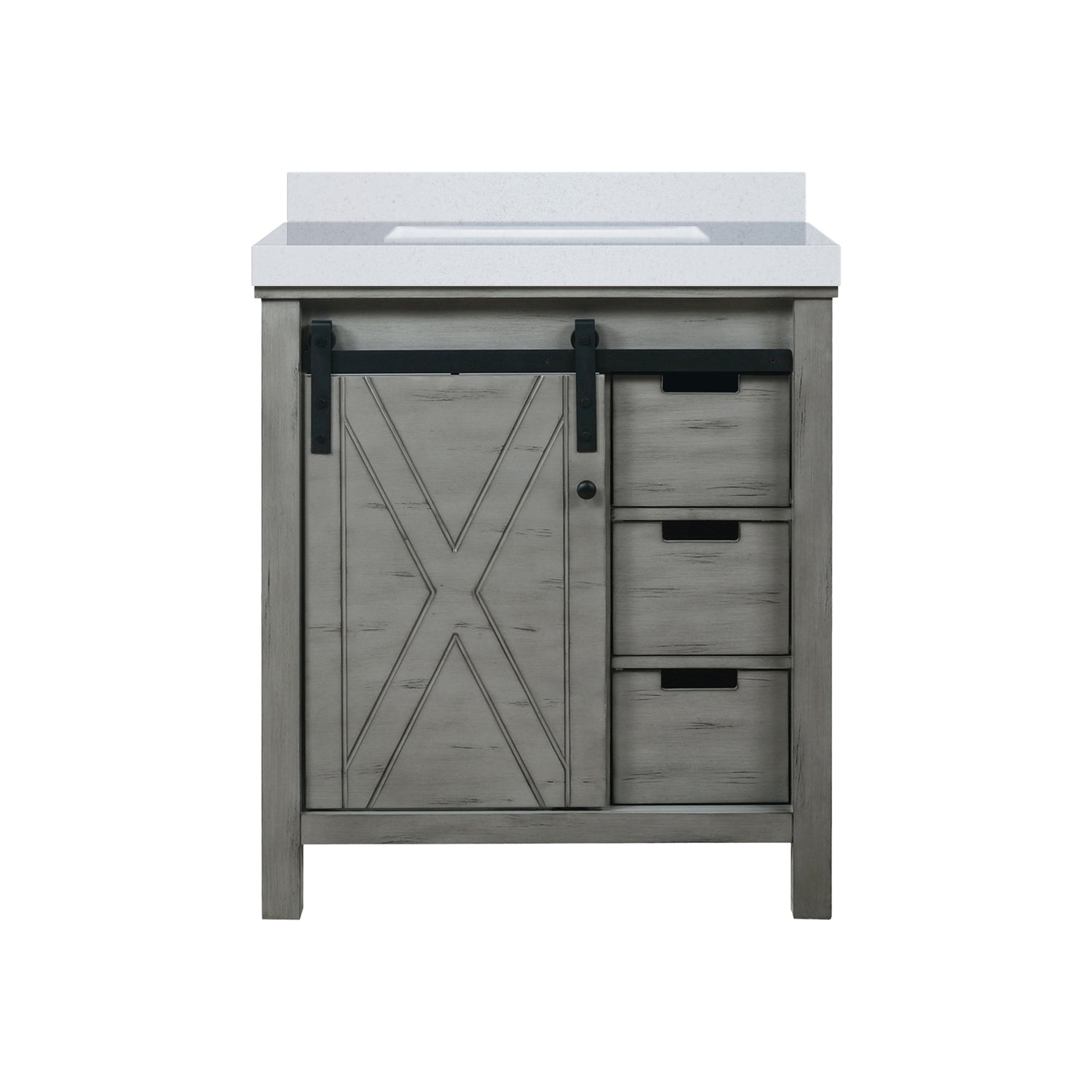 Marsyas 30 in. Freestanding Bathroom Vanity with White Quartz top, White Square Sink