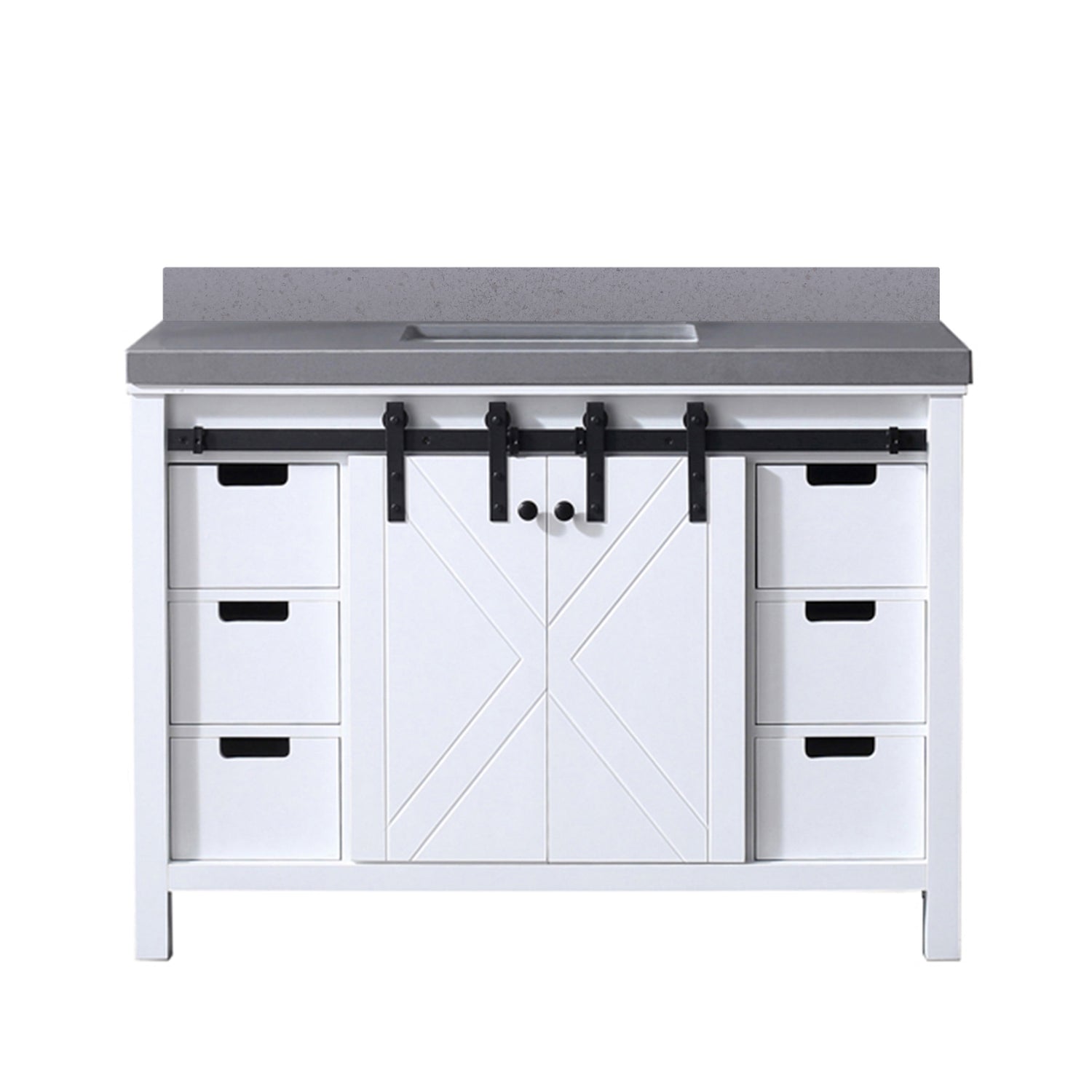 Marsyas 48 in. Freestanding Bathroom Vanity with White Quartz top, White Square Sink
