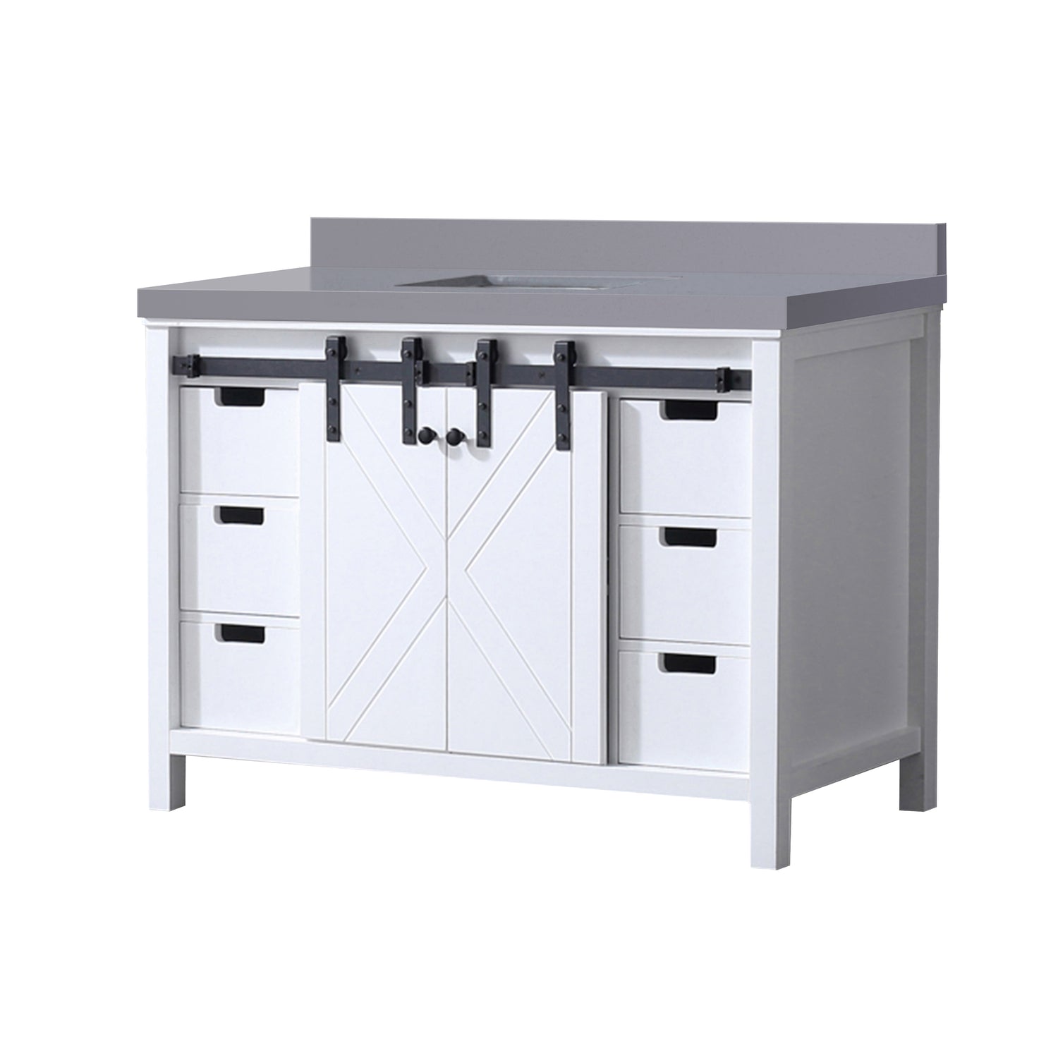 Marsyas 48 in. Freestanding Bathroom Vanity with White Quartz top, White Square Sink