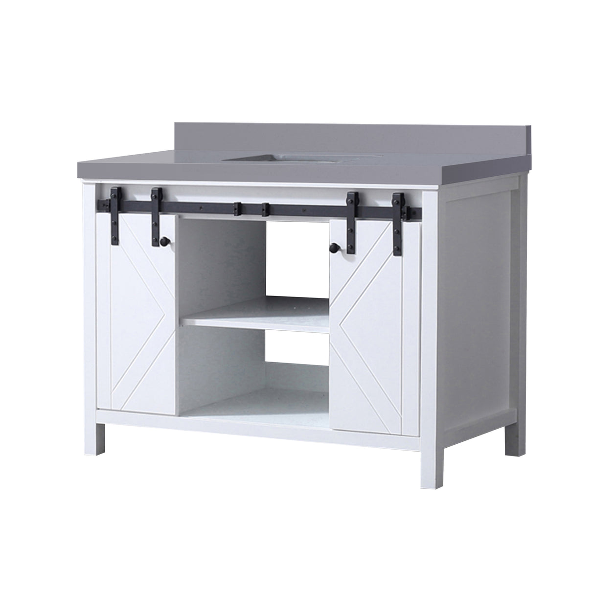 Marsyas 48 in. Freestanding Bathroom Vanity with White Quartz top, White Square Sink
