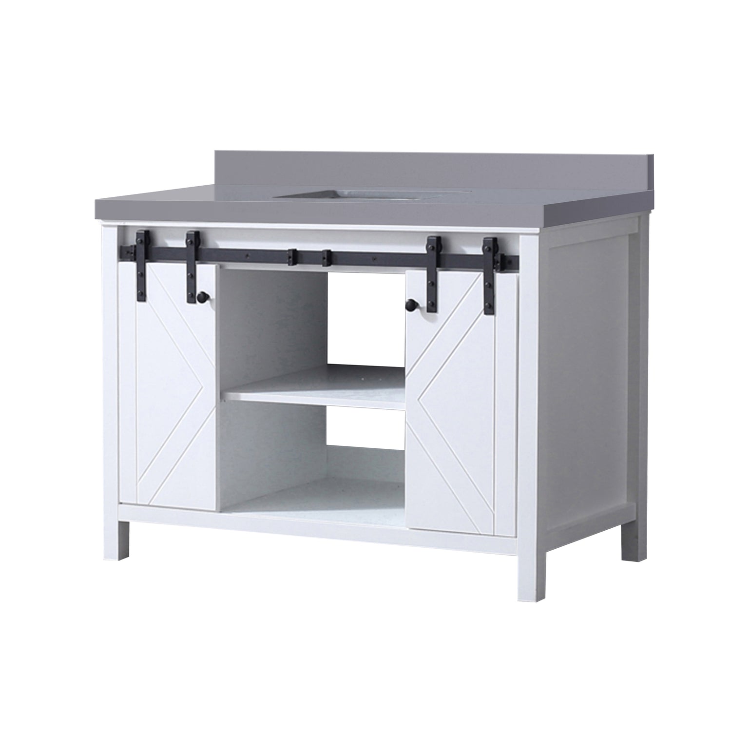 Marsyas 48 in. Freestanding Bathroom Vanity with White Quartz top, White Square Sink