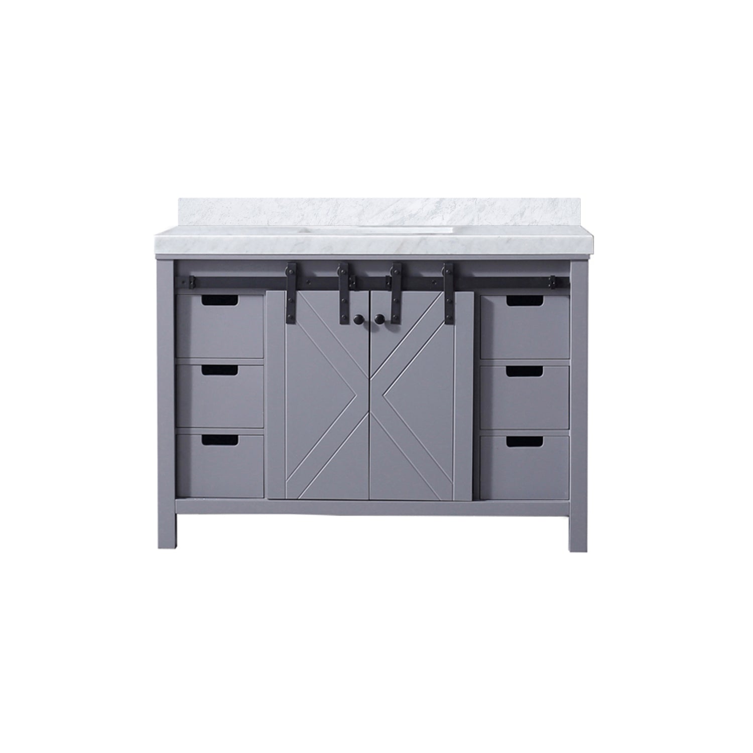 Marsyas 48 in. Freestanding Bathroom Vanity with White Quartz top, White Square Sink