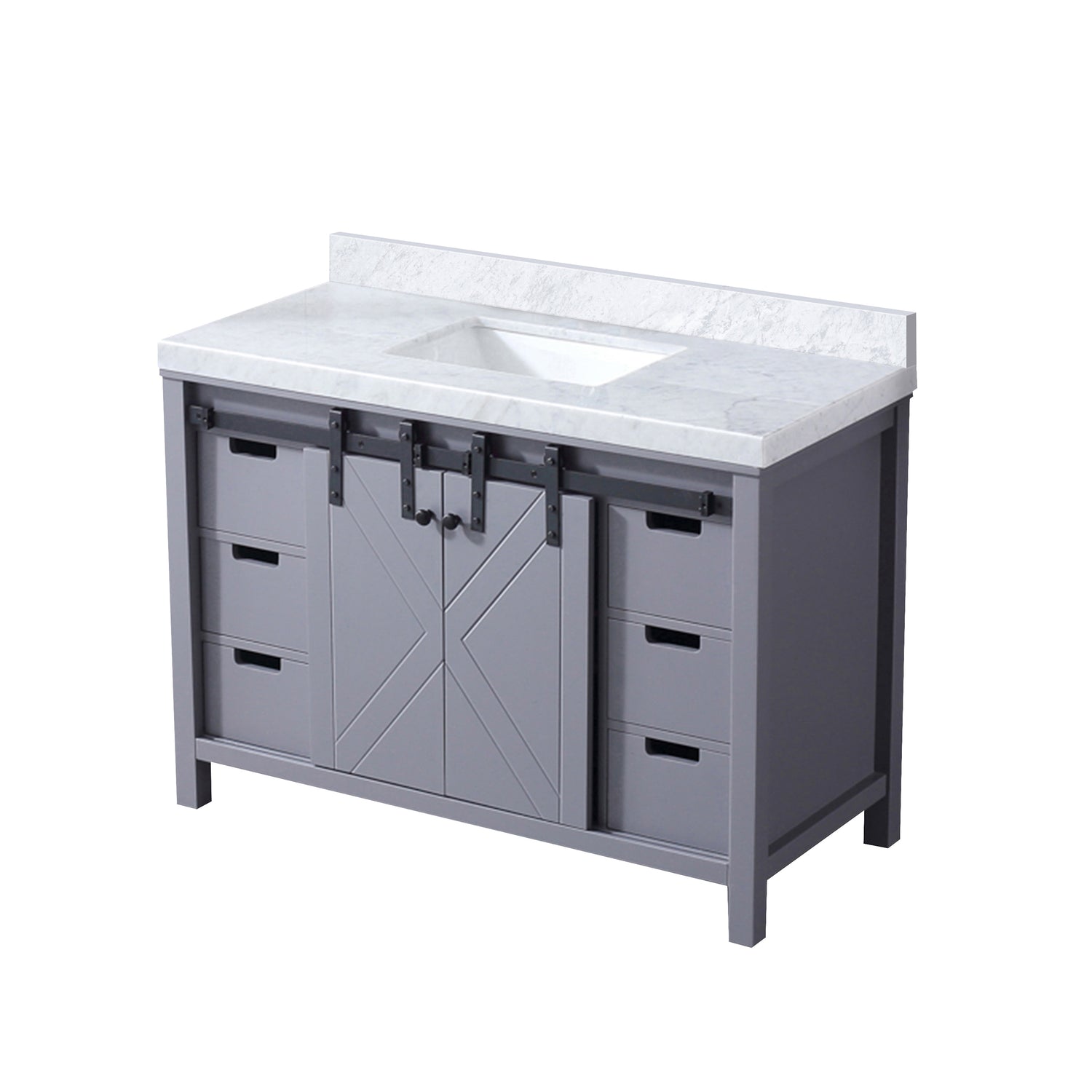 Marsyas 48 in. Freestanding Bathroom Vanity with White Quartz top, White Square Sink