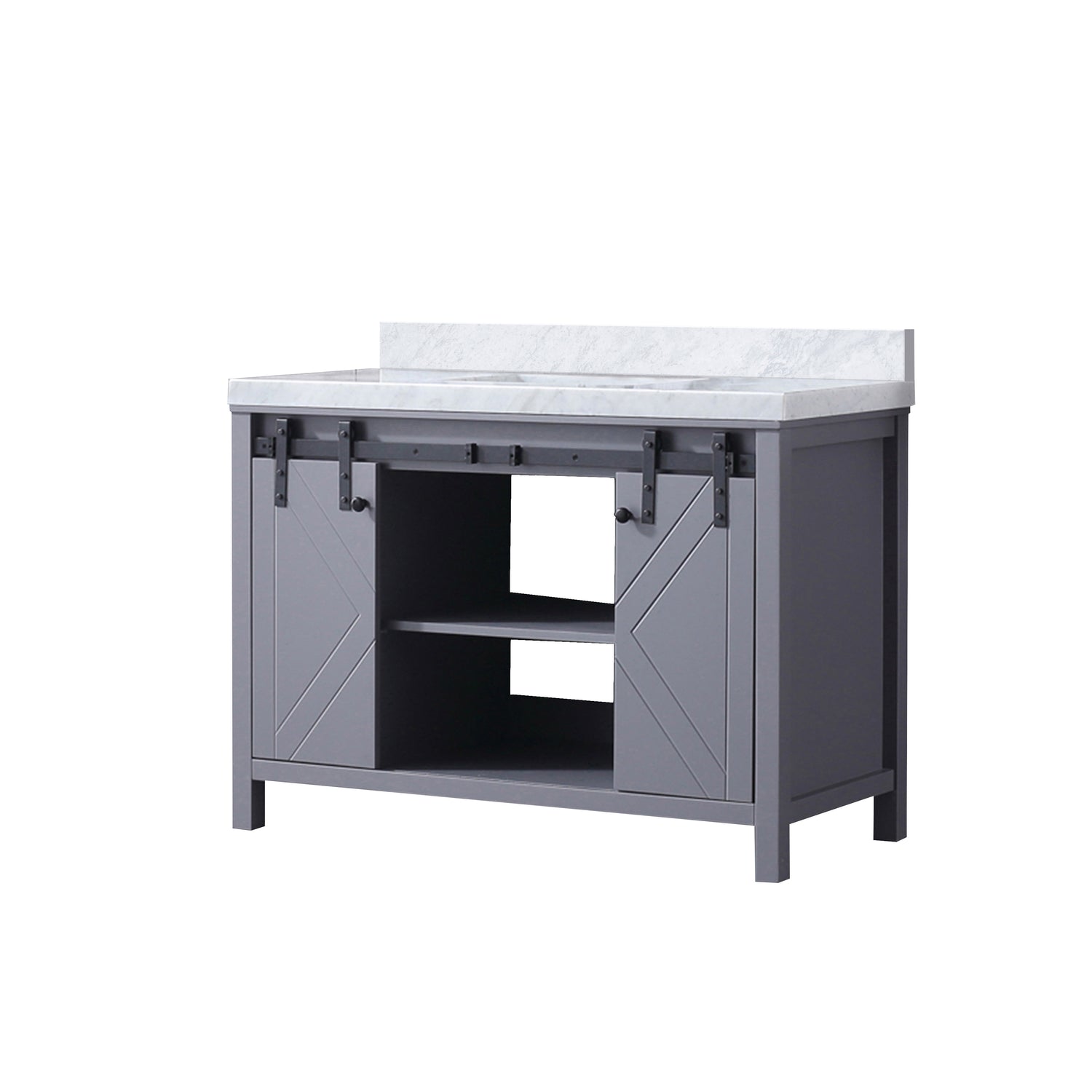 Marsyas 48 in. Freestanding Bathroom Vanity with White Quartz top, White Square Sink
