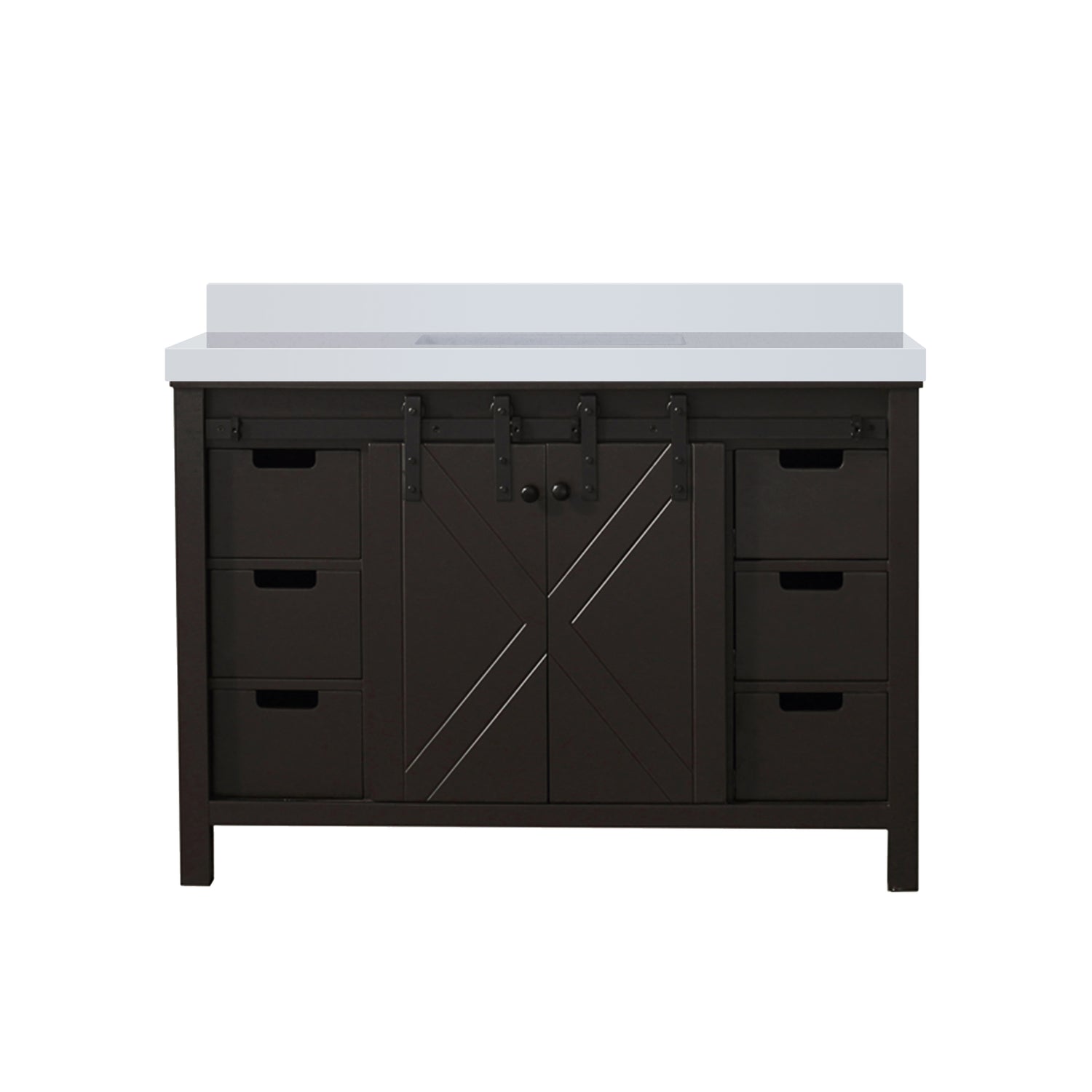 Marsyas 48 in. Freestanding Bathroom Vanity with White Quartz top, White Square Sink